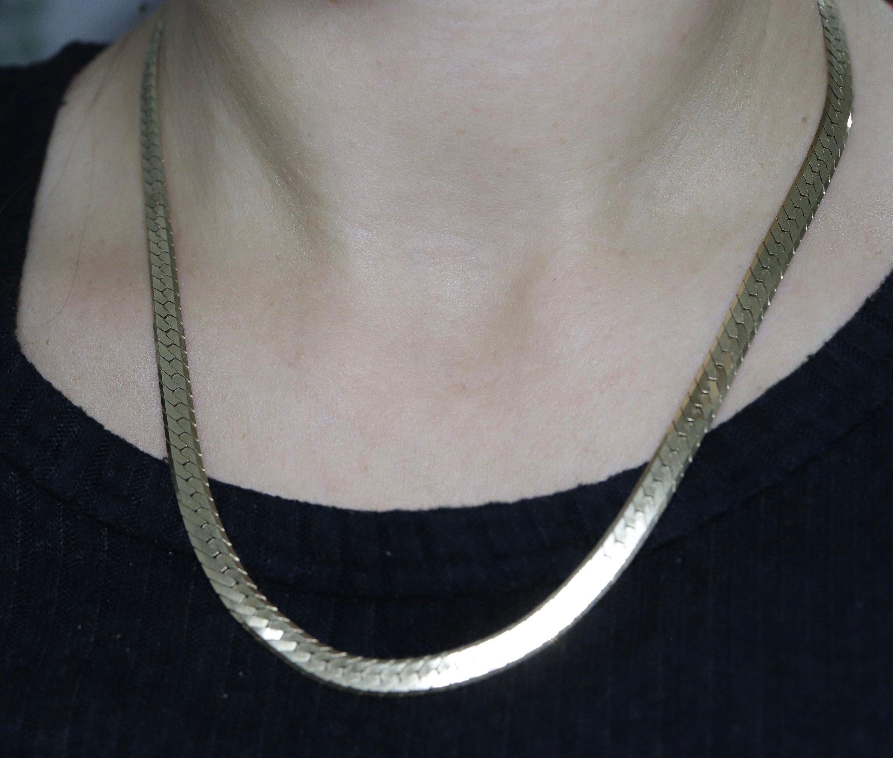 14k Herringbone Chain Necklace 5mm 19in 19.2 grams. Made by ACA Italy 3