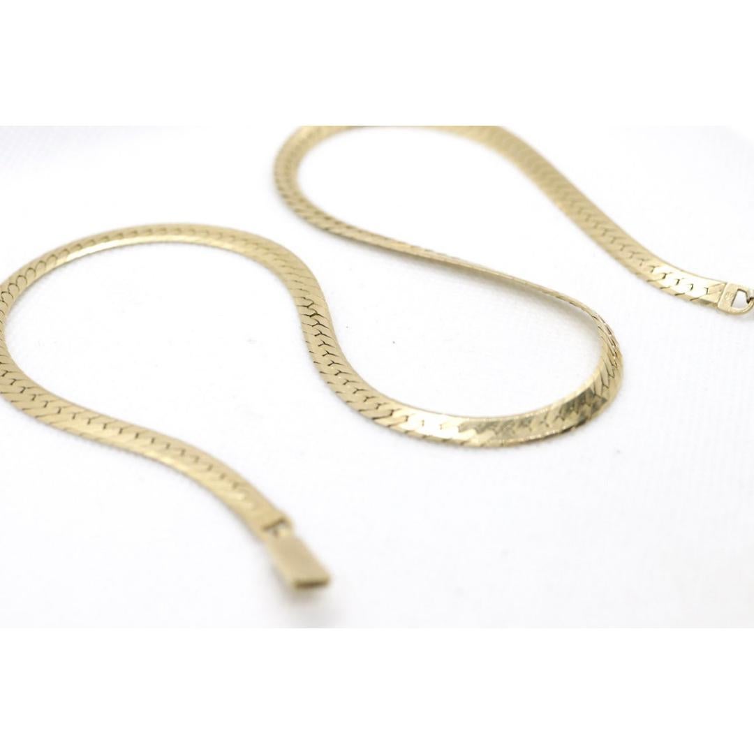 14k Herringbone Chain Necklace 5mm 19in 19.2 grams. Made by ACA Italy For Sale 4