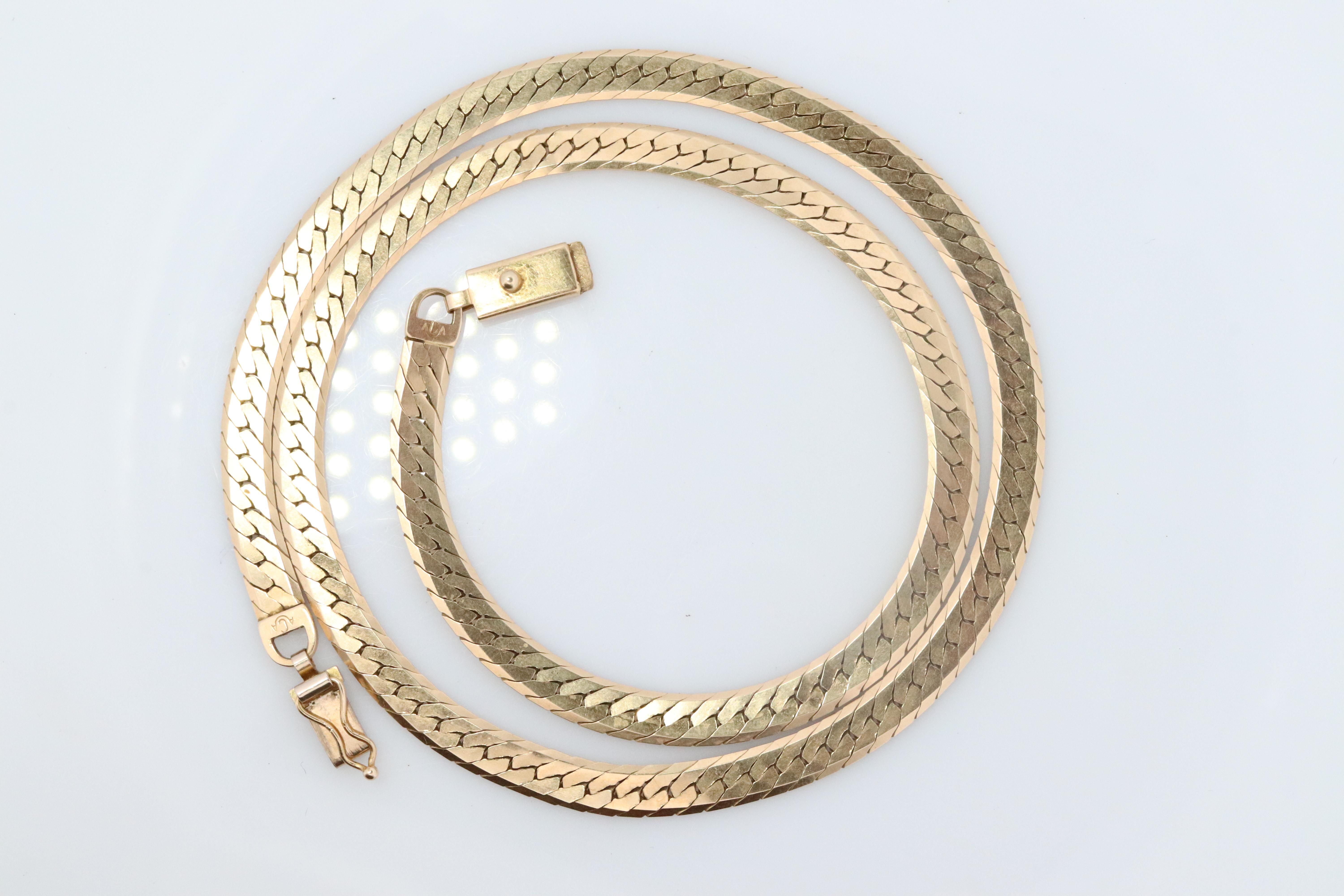 14k Herringbone Chain Necklace 5mm 19in 19.2 grams. Made by ACA Italy 4