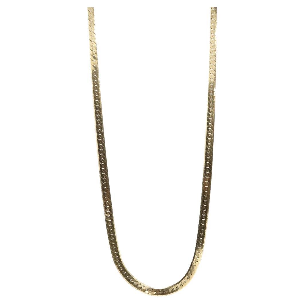 14k Herringbone Chain Necklace 5mm 19in 19.2 grams. Made by ACA Italy For Sale