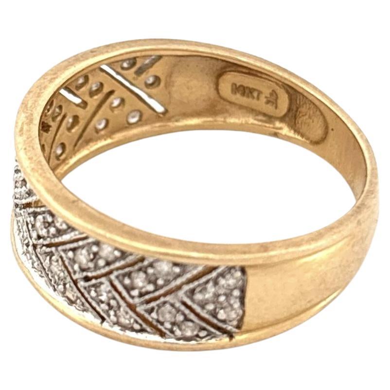 14k Herringbone Diamond Ring - image 2