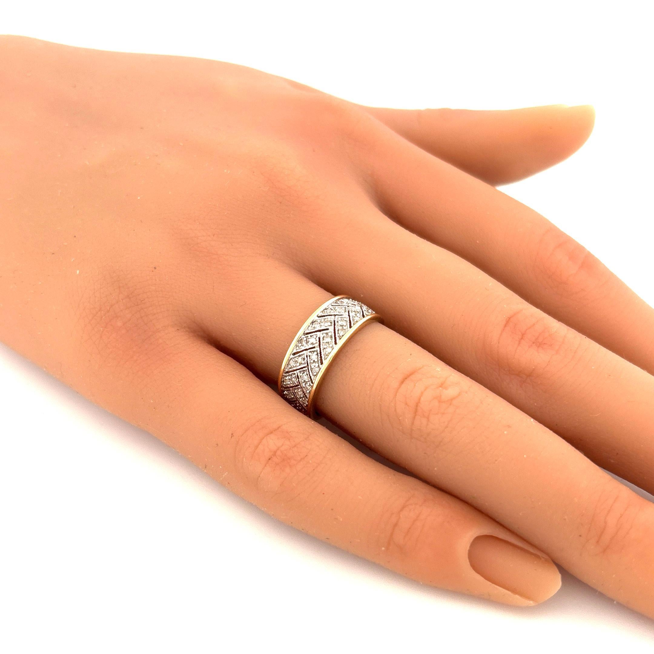 14k Herringbone Diamond Ring - image 4