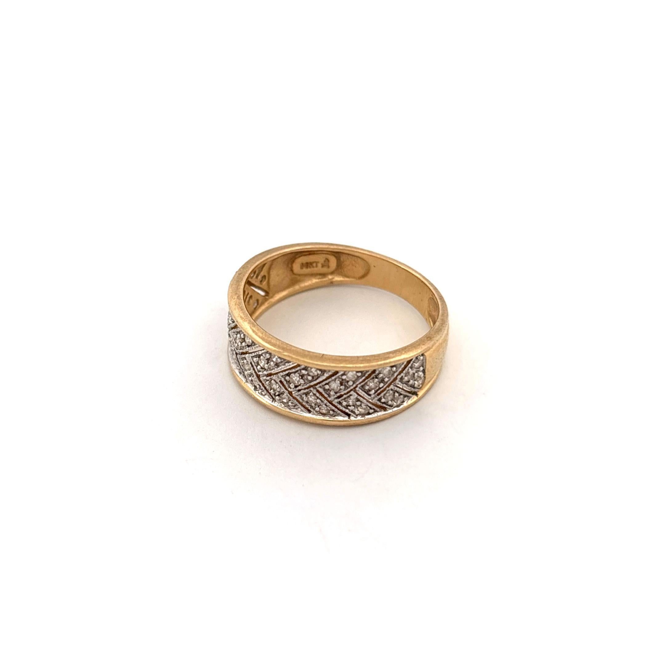 14k Herringbone Diamond Ring - image 5