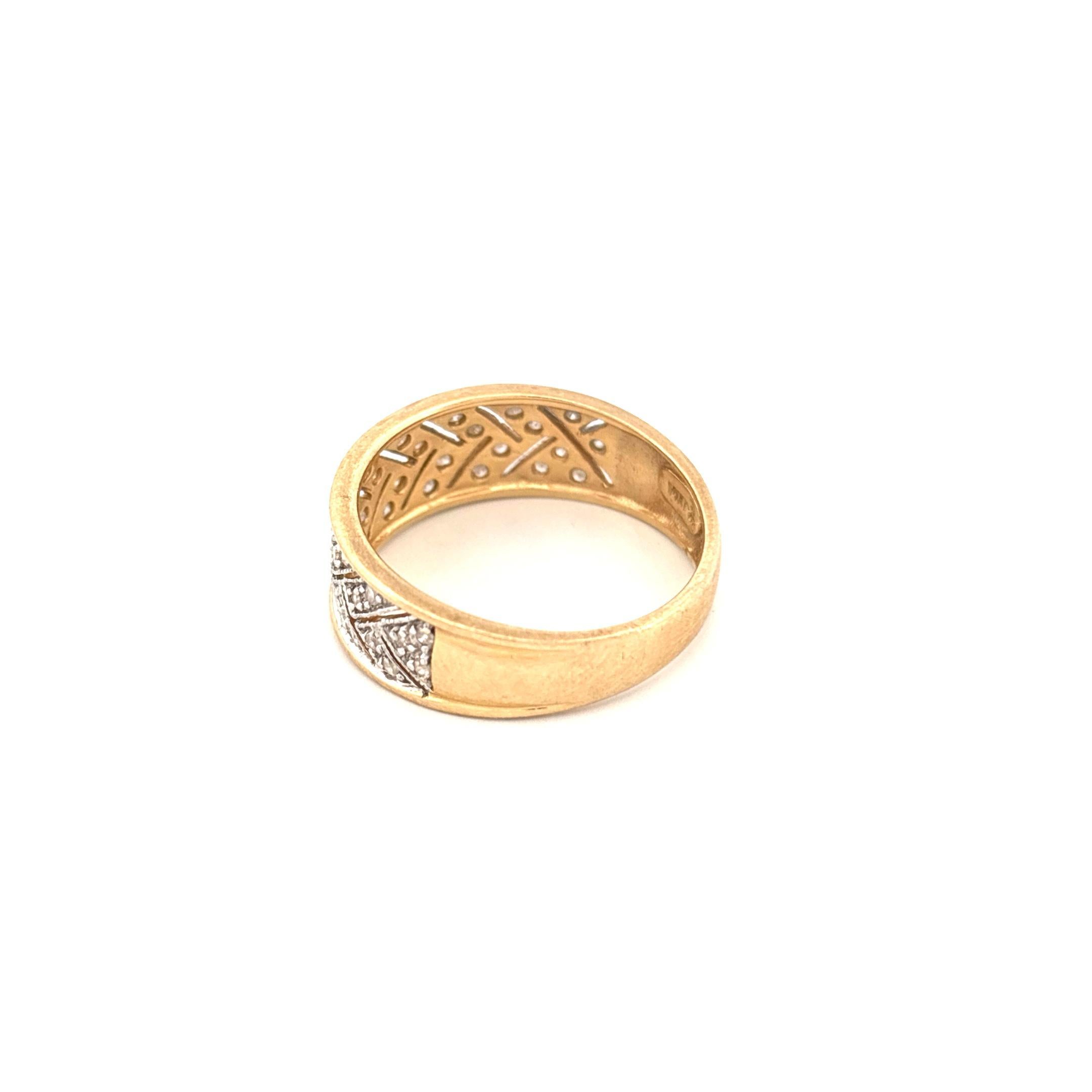 14k Herringbone Diamond Ring - image 7
