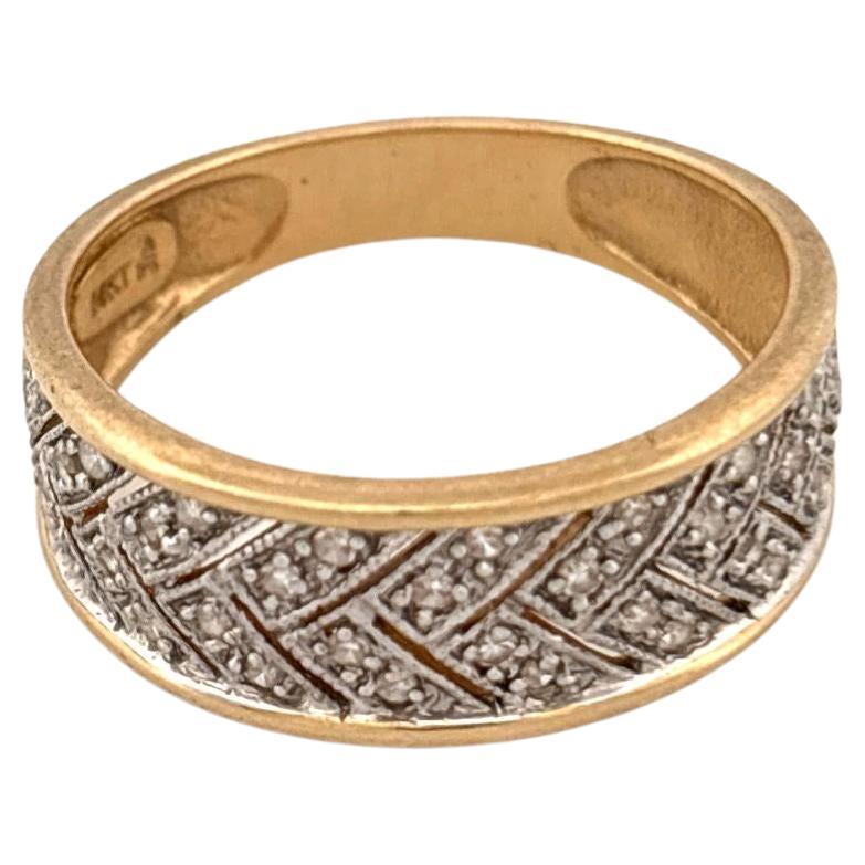 14k Herringbone Diamond Ring - image 1