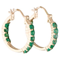 14K Inside-Outside 1.28ctw Emerald Hoop Earrings - Classic Elegance, Luxury