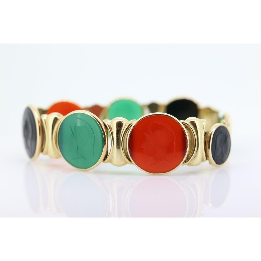 14k Intaglio römischer Soldat, Centurion Armband. 14k Gold Schwer geschnitzt Warrior im Zustand „Gut“ im Angebot in Port Charlotte, FL