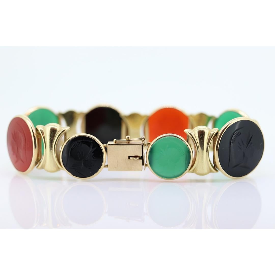 14k Intaglio römischer Soldat, Centurion Armband. 14k Gold Schwer geschnitzt Warrior Damen im Angebot