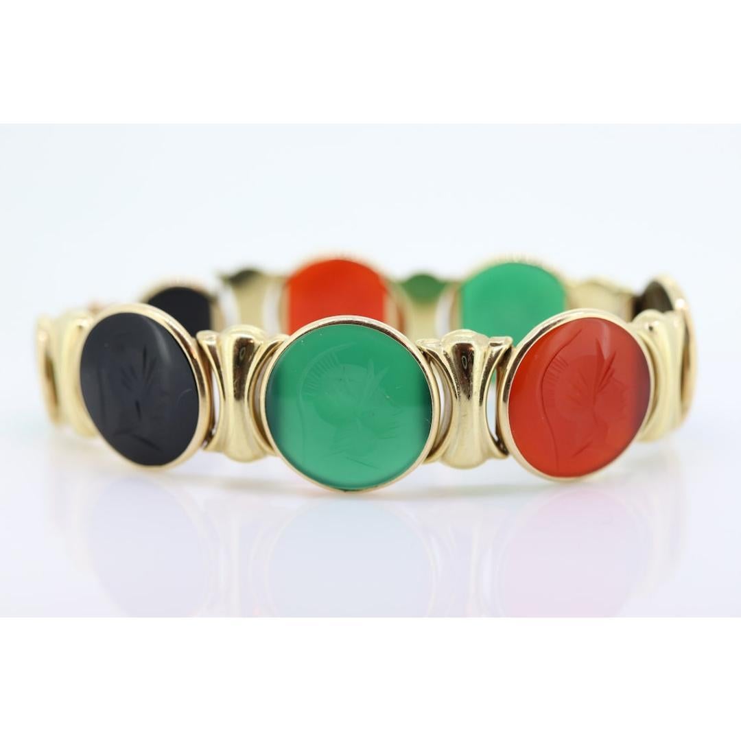14k Intaglio römischer Soldat, Centurion Armband. 14k Gold Schwer geschnitzt Warrior im Angebot 1