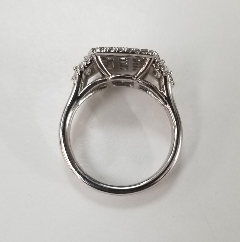 Bague Fiançailles 3 Pierres Moissanite Taille Asscher – Or Blanc Plaqué Argent 925