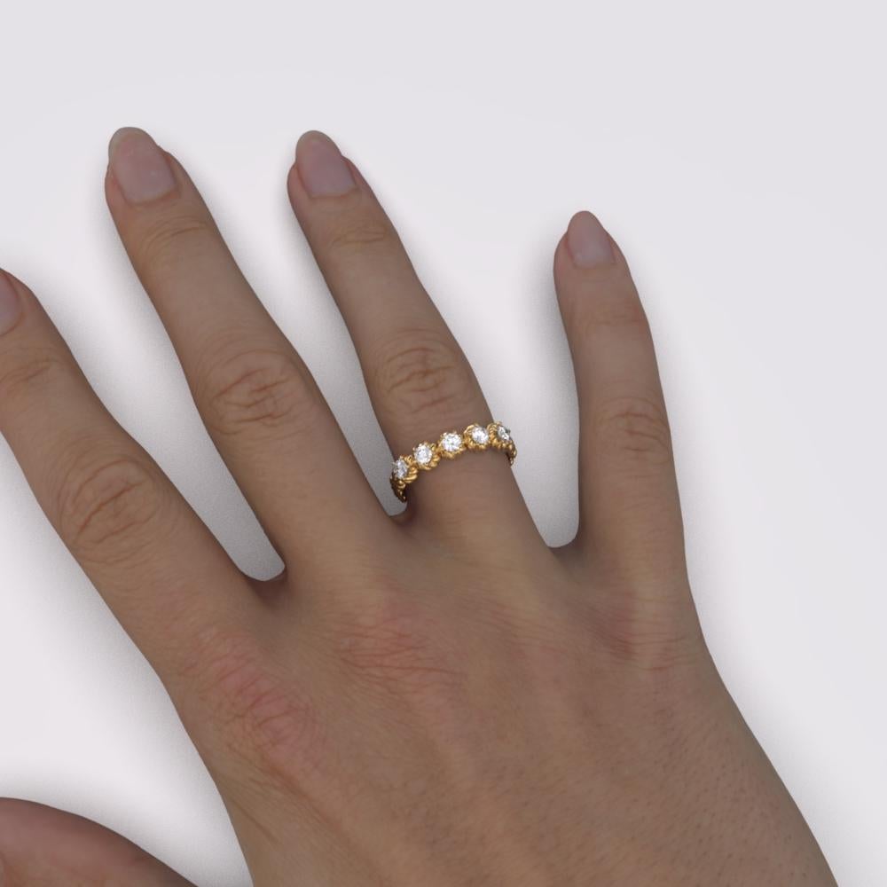 Im Angebot: 14k Italienisch Gold Jahrestag fünf Diamanten Ring von Oltremare Gioielli () 2