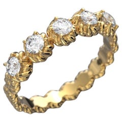 14k Italian Gold Anniversary Five Diamonds Ring by Oltremare Gioielli