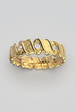 14k Italian Gold Eternity Band with Natural Diamonds  Oltremare Gioielli