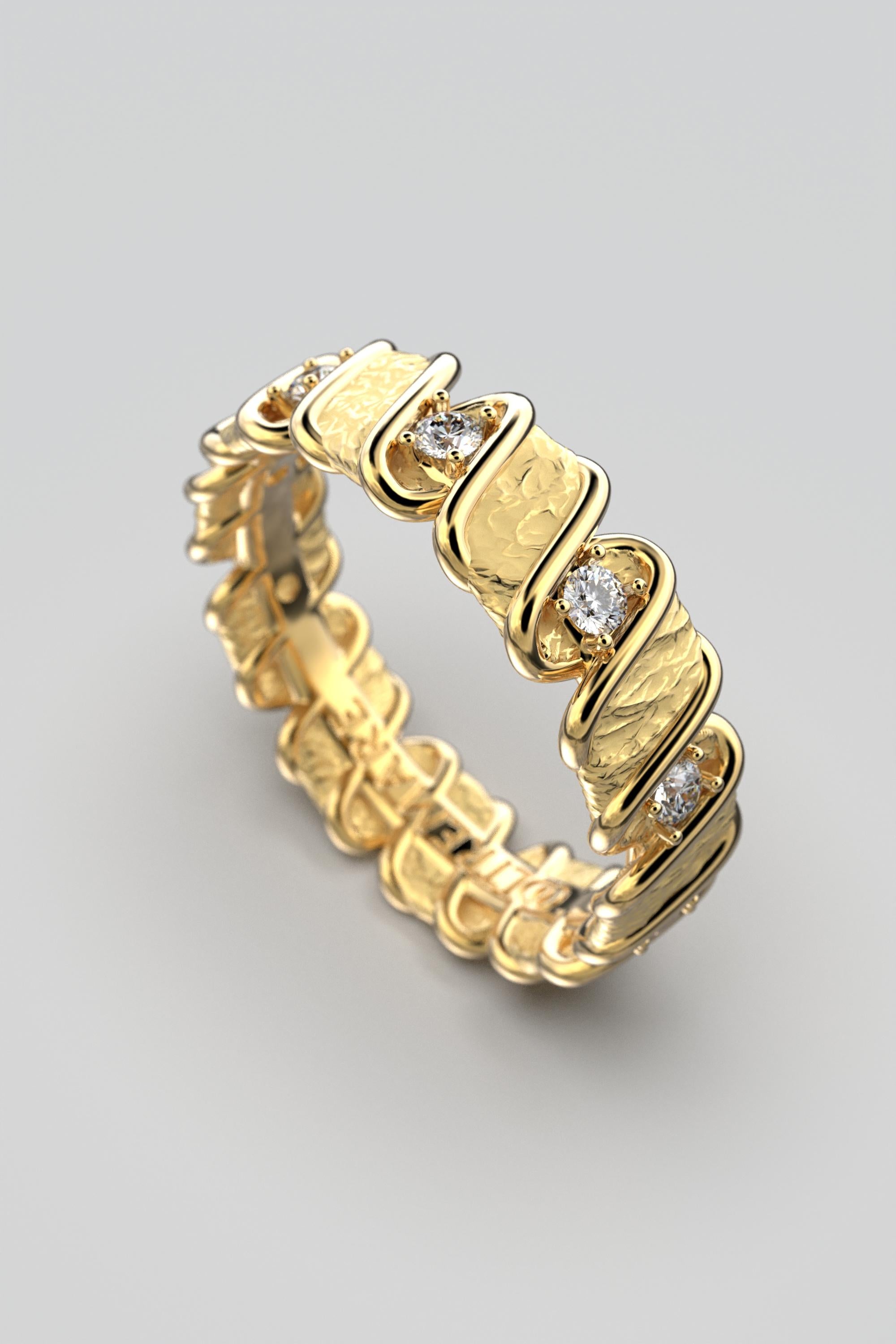 For Sale:  14k Italian Gold Eternity Band with Natural Diamonds  Oltremare Gioielli 9