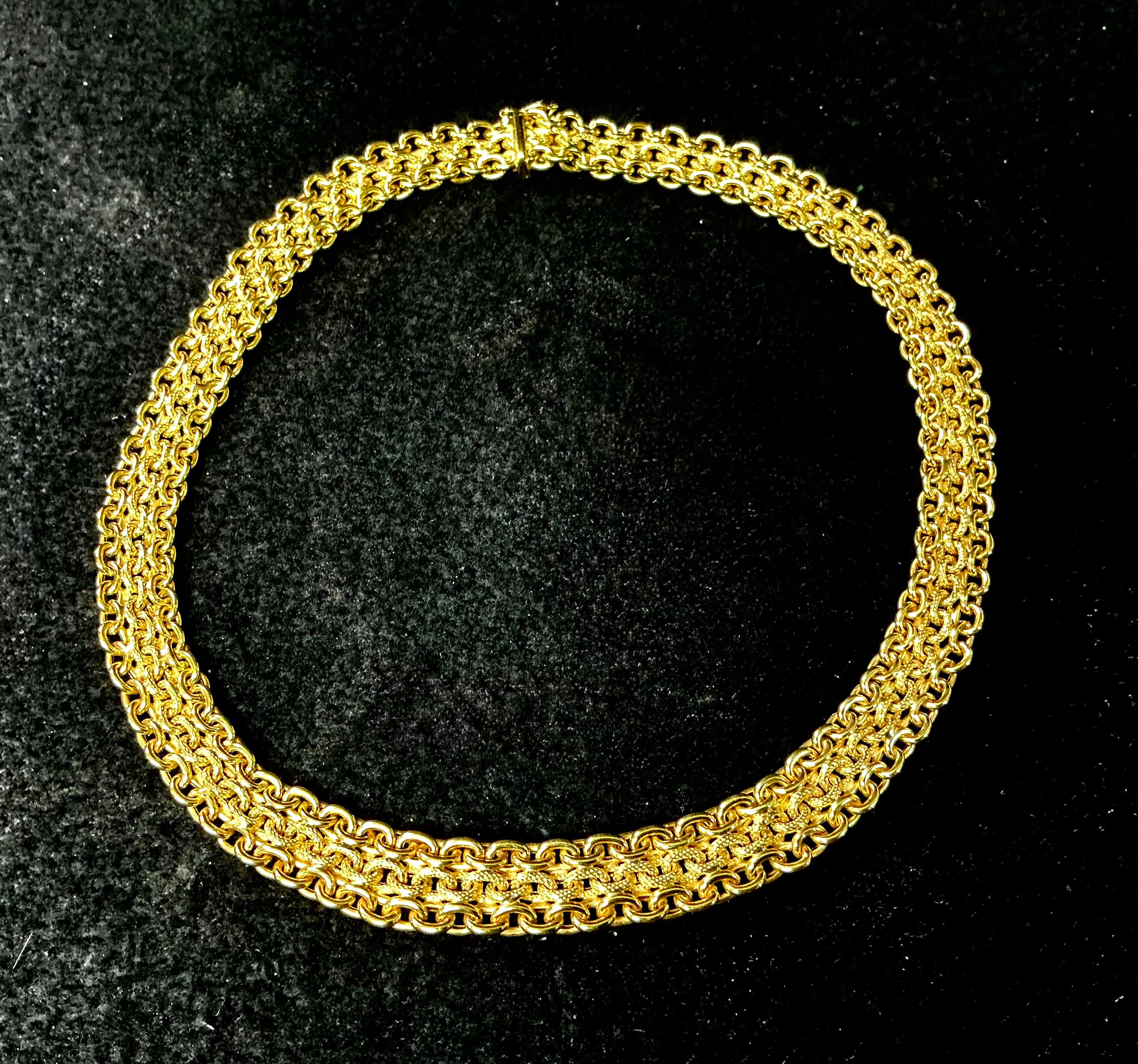 Collar de cadena de eslabones anchos de malla pesada de oro italiano de 14 quilates en venta 5