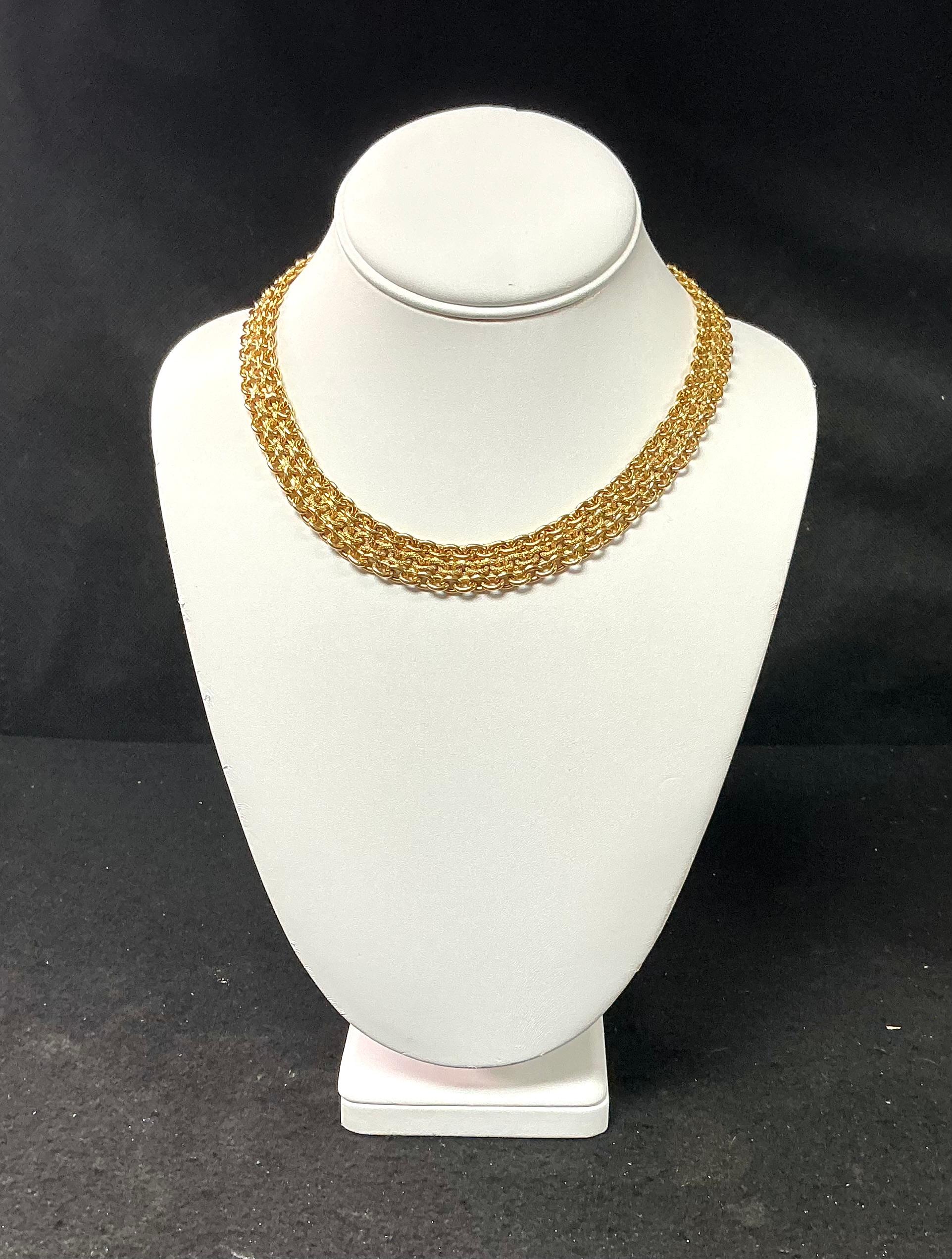 Collar de cadena de eslabones anchos de malla pesada de oro italiano de 14 quilates Moderno en venta