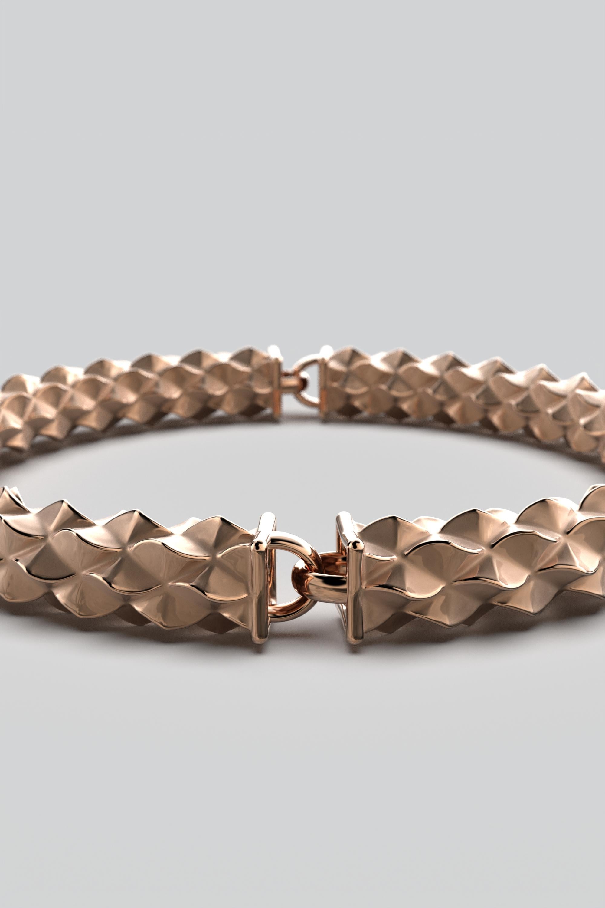14k Italian Gold Link Bracelet: Custom Semi-Rigid Design by Oltremare Gioielli For Sale 5