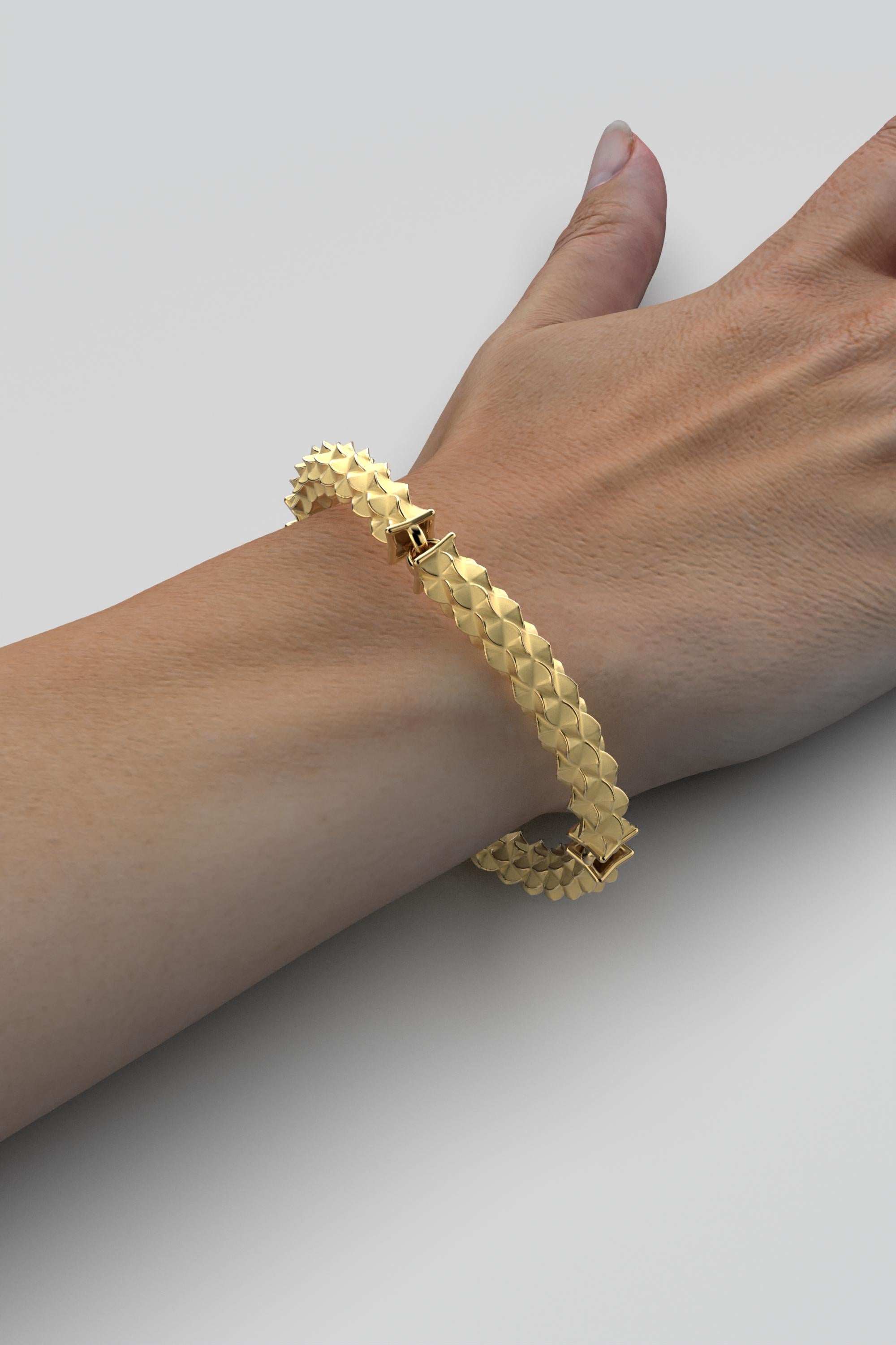 Bracelet italien à maillons en or 14 carats : design semi-rigé personnalisé par Oltremare Gioielli en vente 1