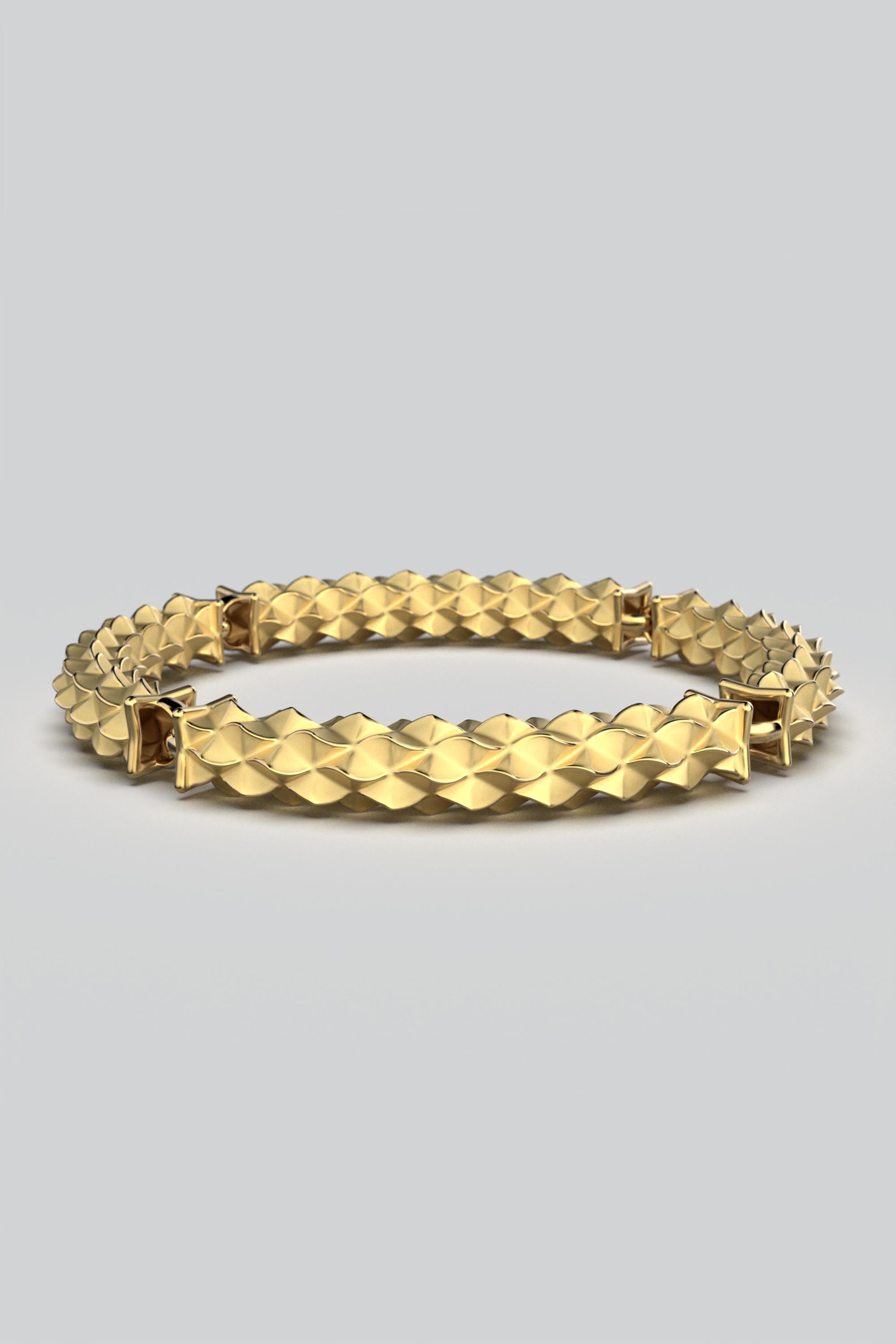 14k Italian Gold Link Bracelet: Custom Semi-Rigid Design by Oltremare Gioielli For Sale 2