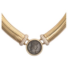 14K Italian Made Necklace with 348 AD Roman Coin with Emperor Constantine