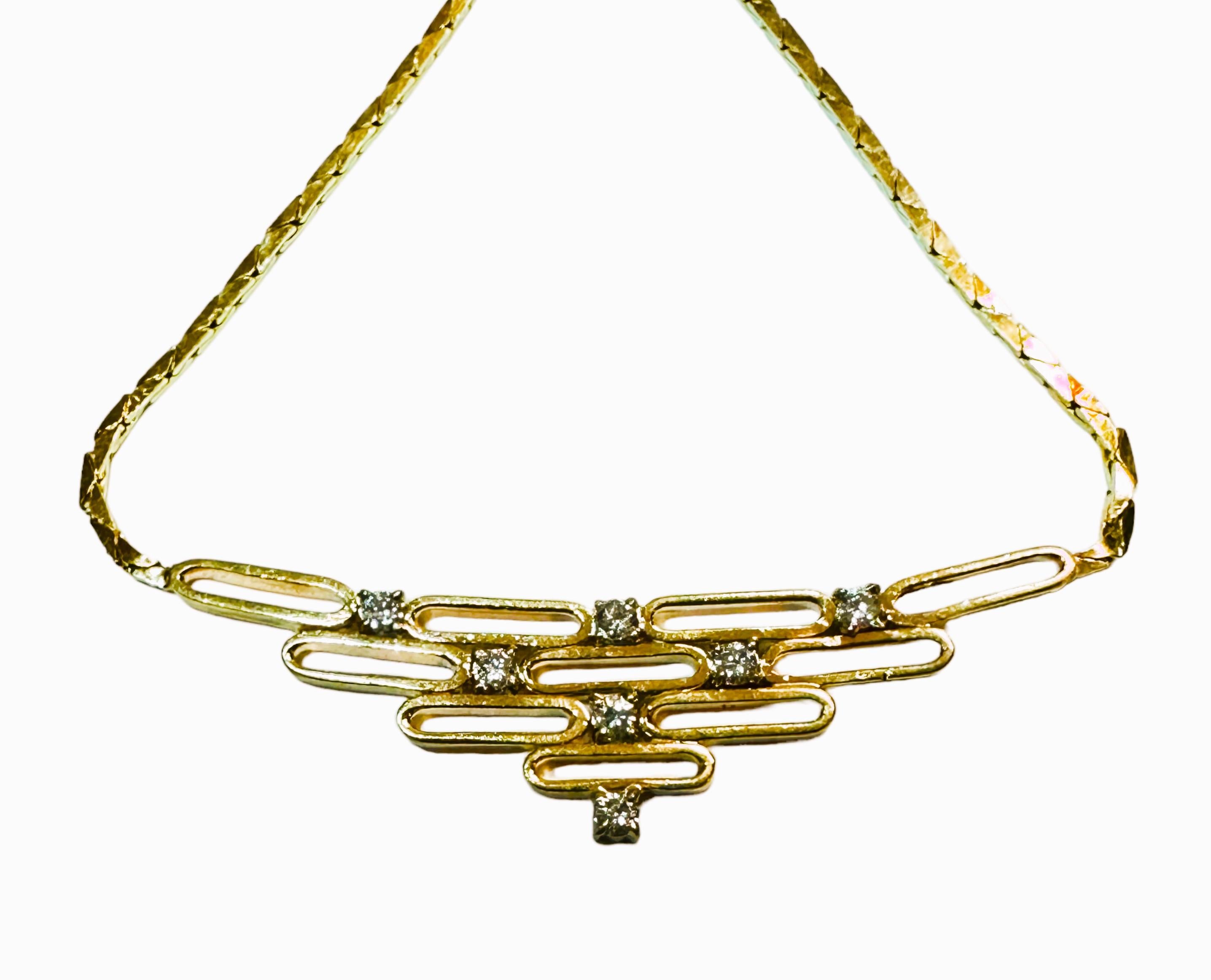 14k Italienisch MCM Gelbgold .25 ct Diamant-Halskette mit Schätzung im Angebot 5