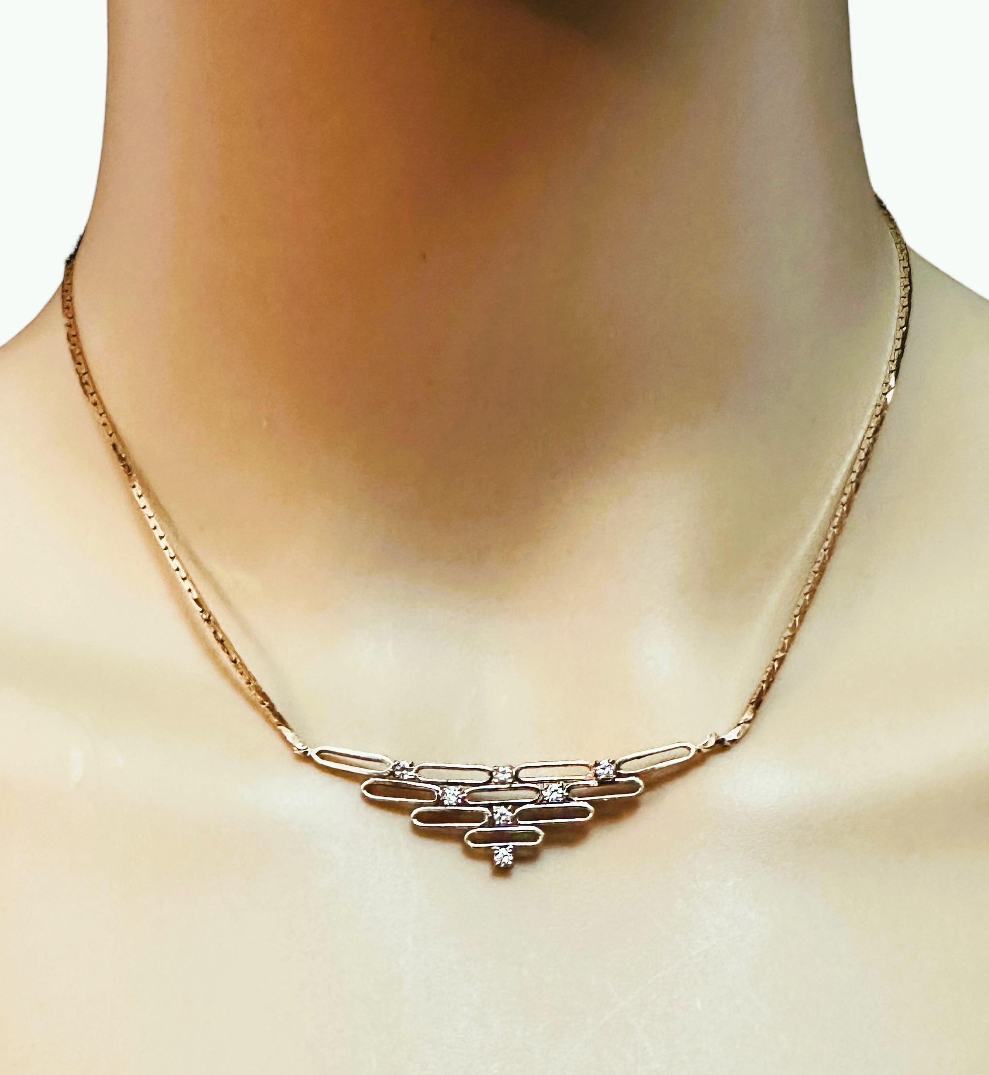 14k Italienisch MCM Gelbgold .25 ct Diamant-Halskette mit Schätzung (Art déco)