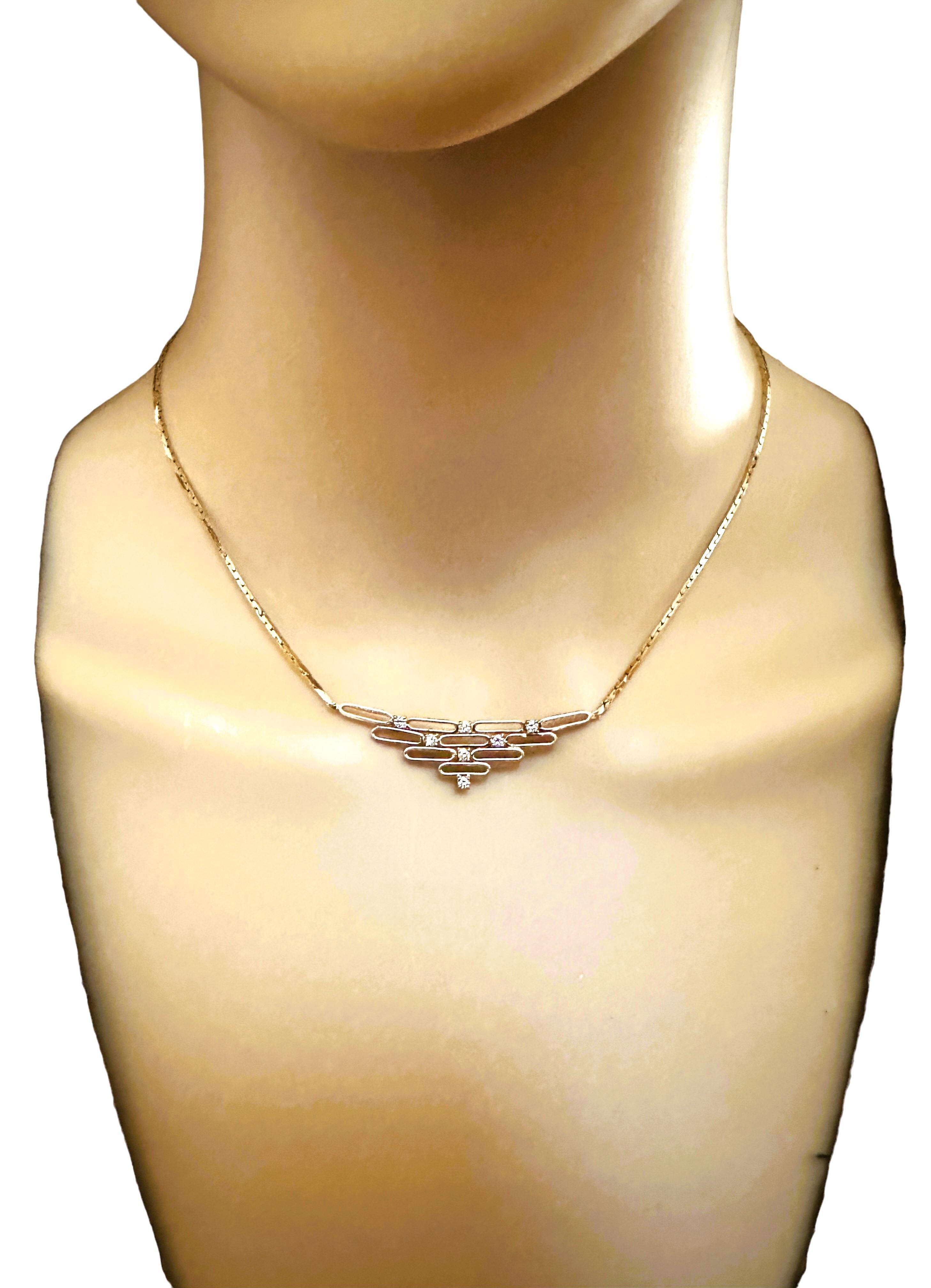 14k Italienisch MCM Gelbgold .25 ct Diamant-Halskette mit Schätzung im Angebot 3