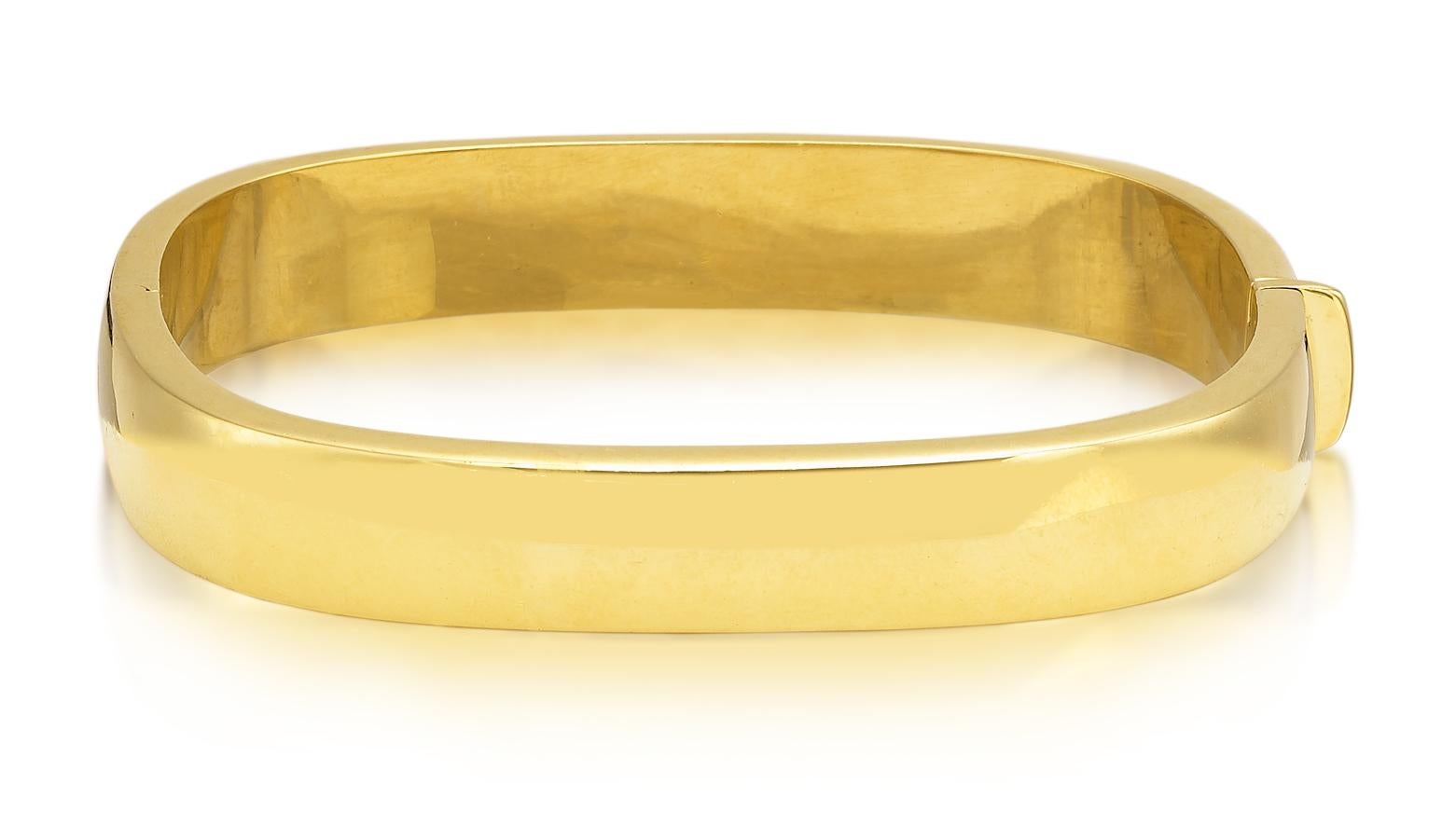 Modern 14 Karat Italian Yellow Gold Polished Bangle Bracelets