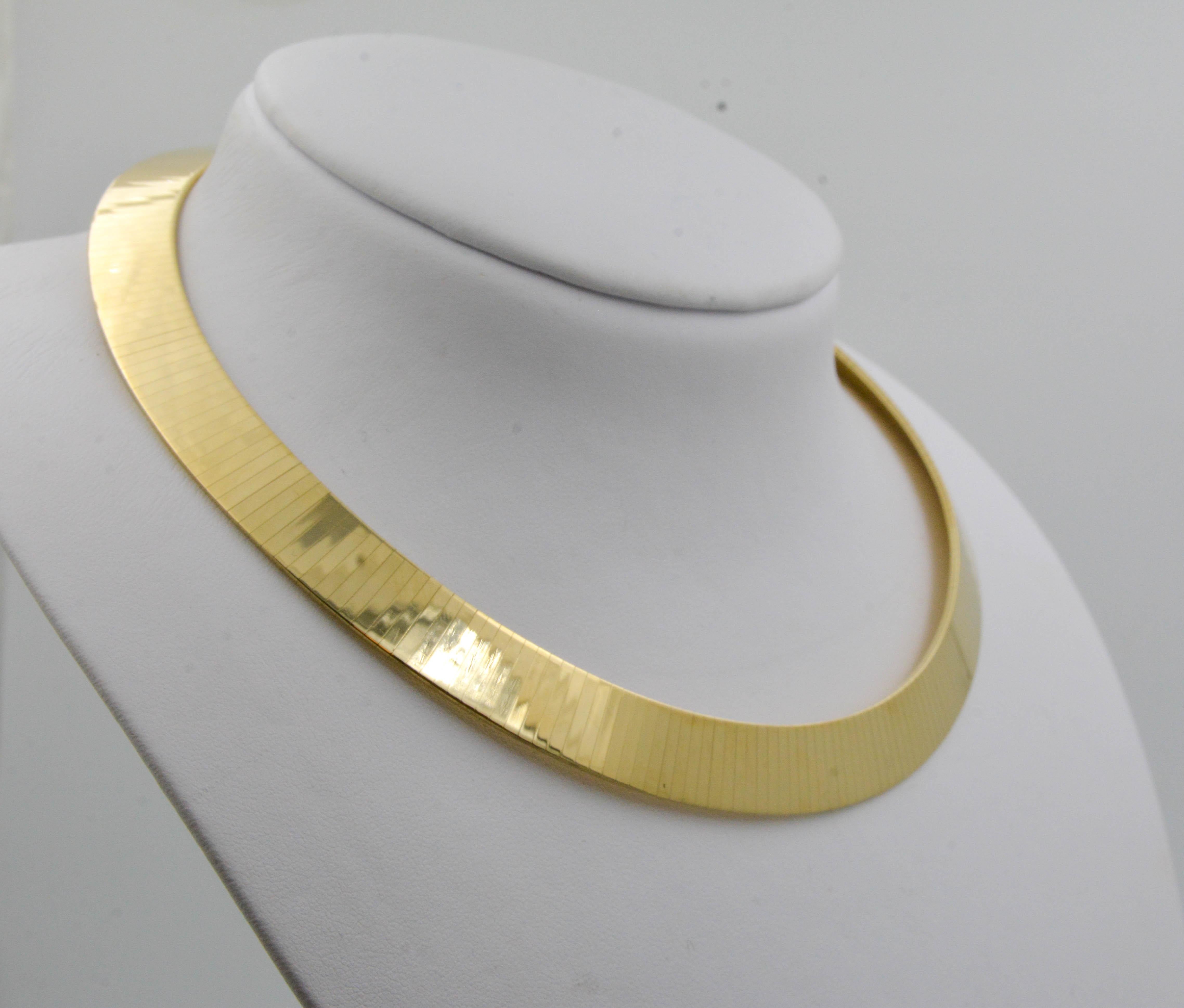 gold flat choker necklace