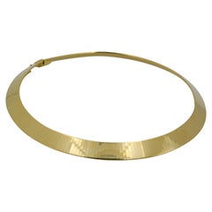 14K Italian Yellow Gold Flat Omega Chocker Necklace