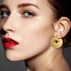 14k Italian Yellow Gold Hoop Earrings by Oltremare Gioielli Italy