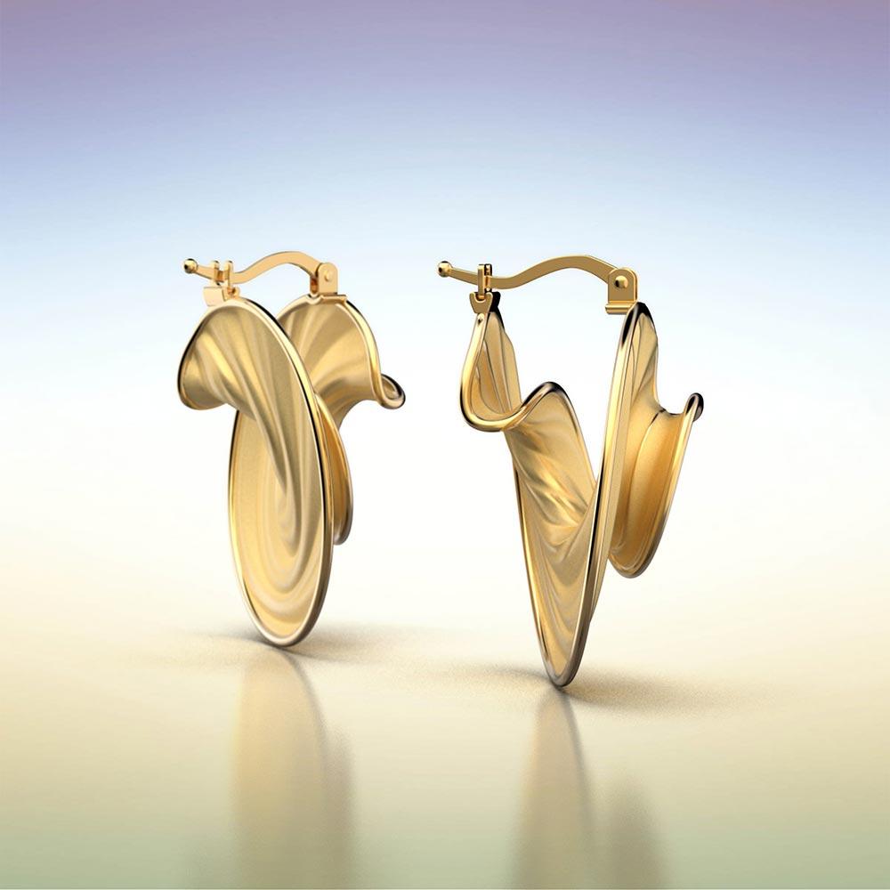 Women's 14k Italian Yellow Gold Hoop Earrings Ready To Ship  Oltremare Gioielli Italy For Sale
