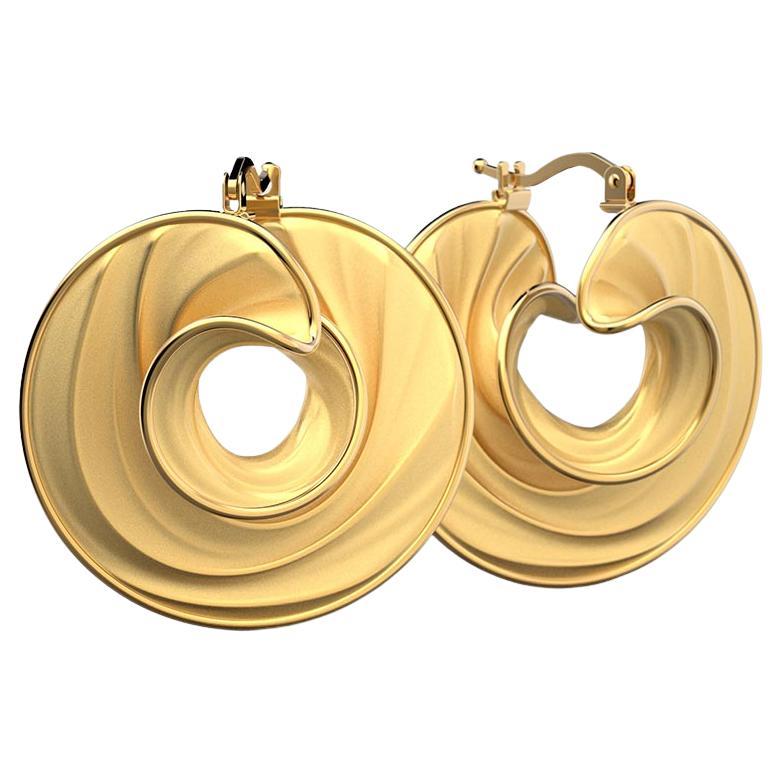 14k Italian Yellow Gold Hoop Earrings Ready To Ship  Oltremare Gioielli Italy For Sale