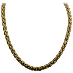 14K Italian Yellow Gold Italian Wheat Chain Necklace