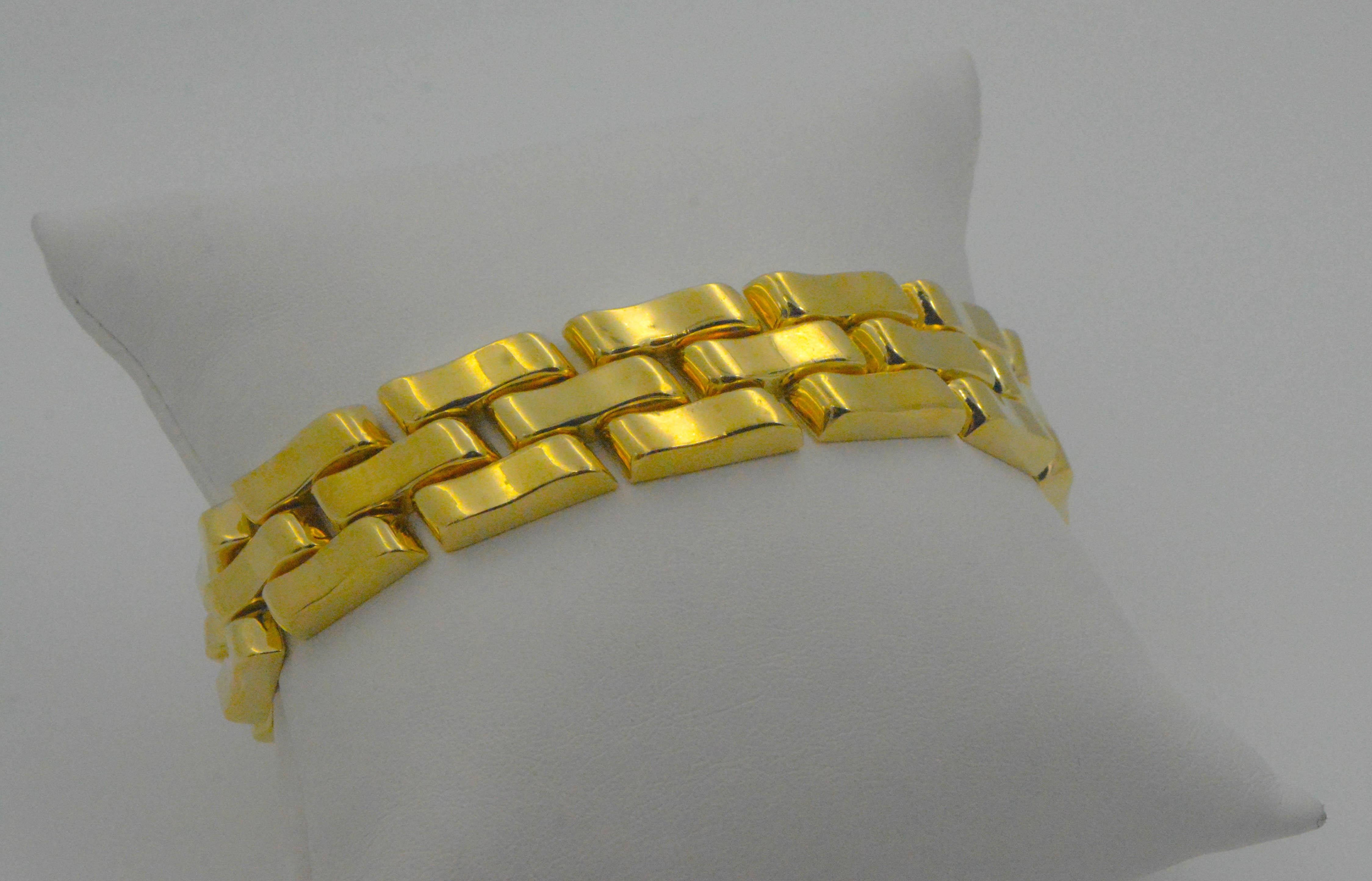 14K Italian Yellow Gold Link Bracelet In Excellent Condition In Dallas, TX
