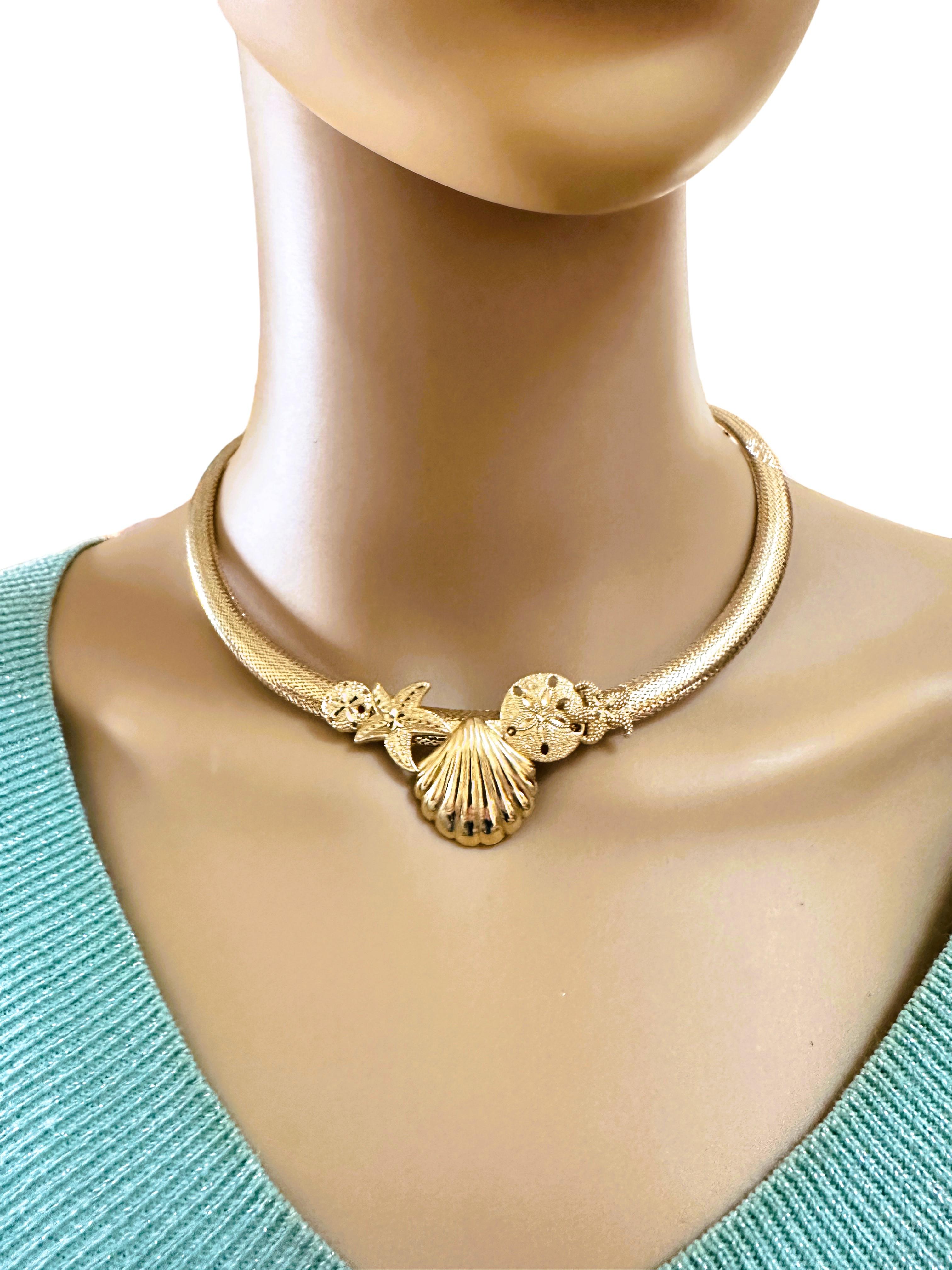 14k Italian Yellow Gold Omega Dome Mesh Necklace 2
