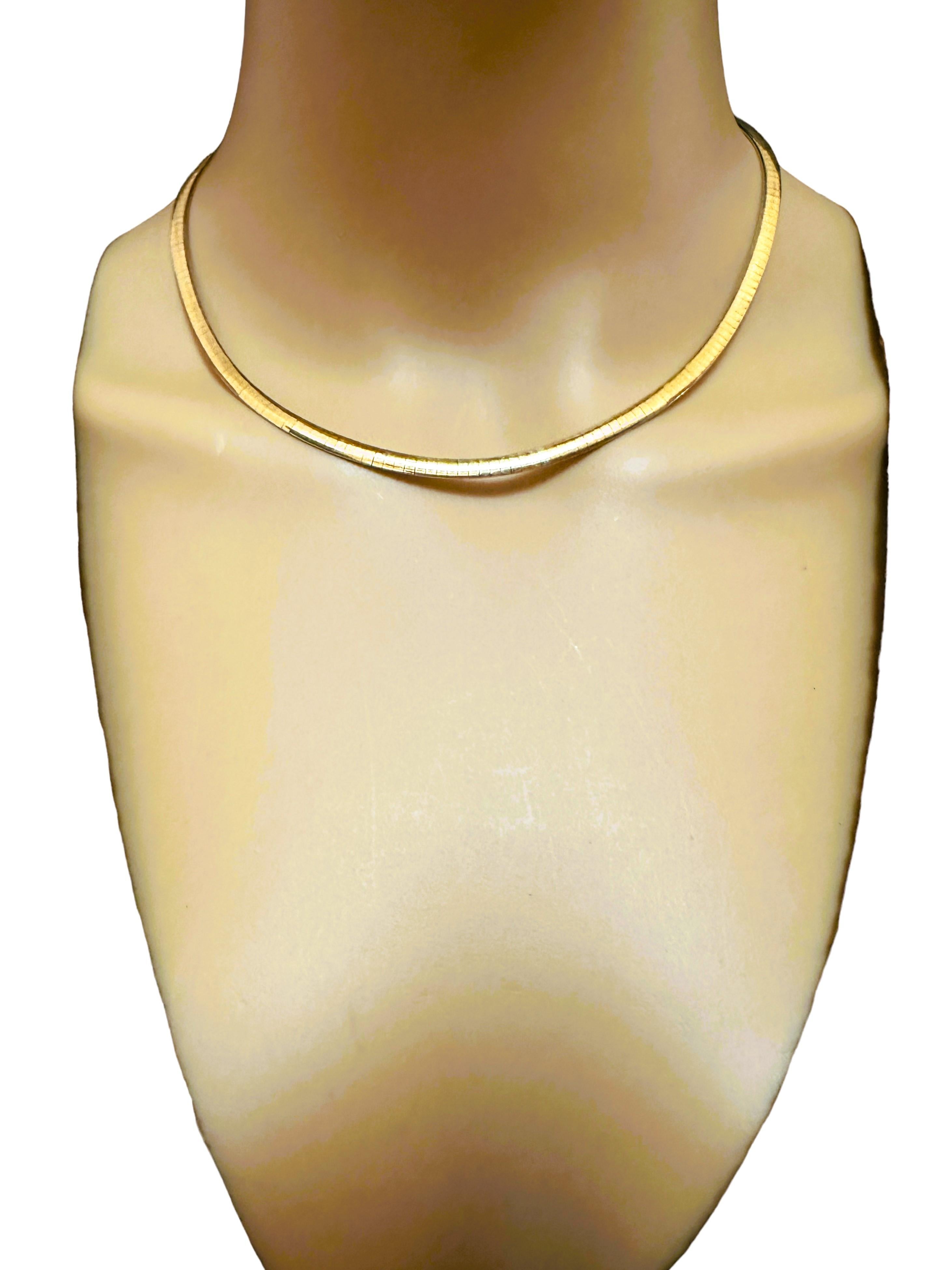 Art Deco 14k Italian Yellow Gold & White Gold Reversible Omega Necklace 22.86 grams