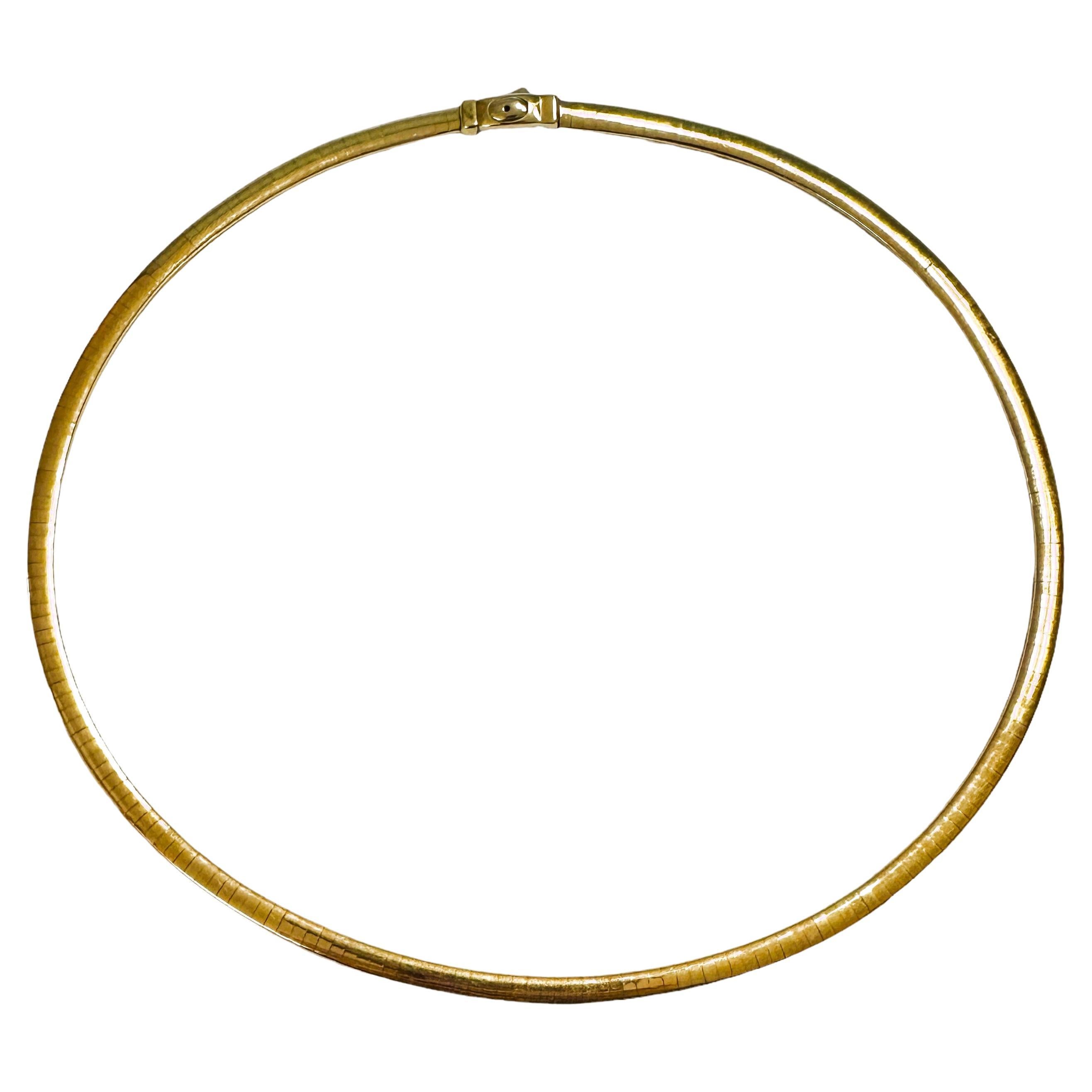 14k Italian Yellow Gold & White Gold Reversible Omega Necklace 22.86 grams