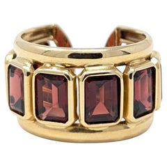 Bague jonc moderniste italienne en or jaune 14 carats style manchette taille émeraude taille 8