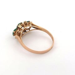 Antique 14K Yellow Gold Jade and Diamond Ring, Late 20th Century