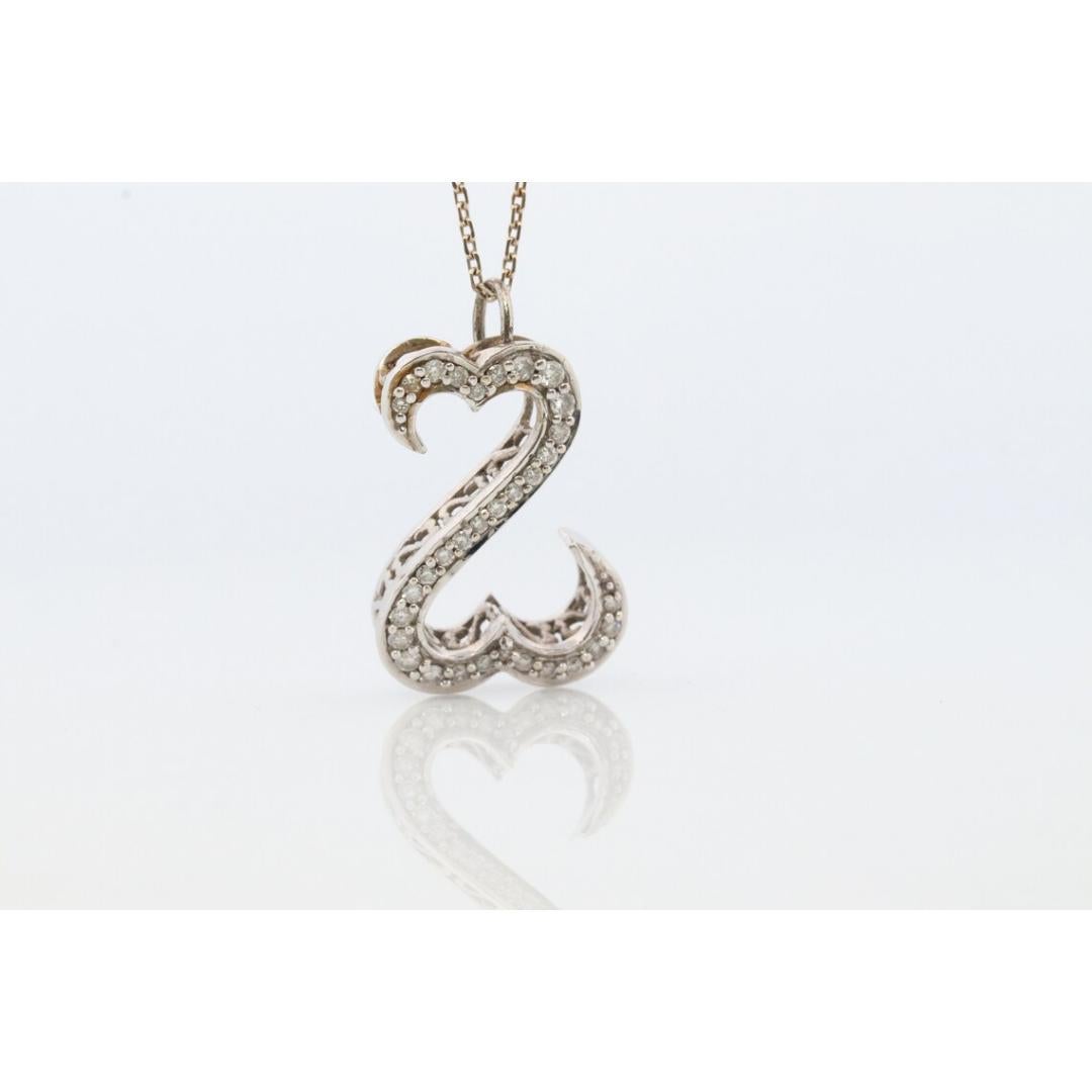 14k Jane Seymour Open Heart Diamant-Anhänger und Halskette. 14k LARGE Double Heart 2