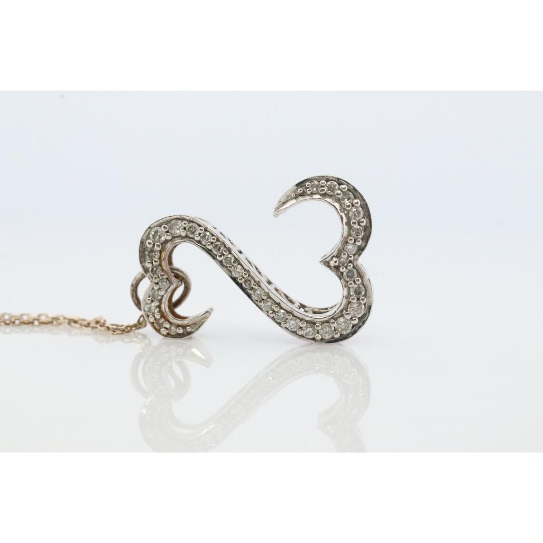 14k Jane Seymour Open Heart Diamant-Anhänger und Halskette. 14k LARGE Double Heart 3