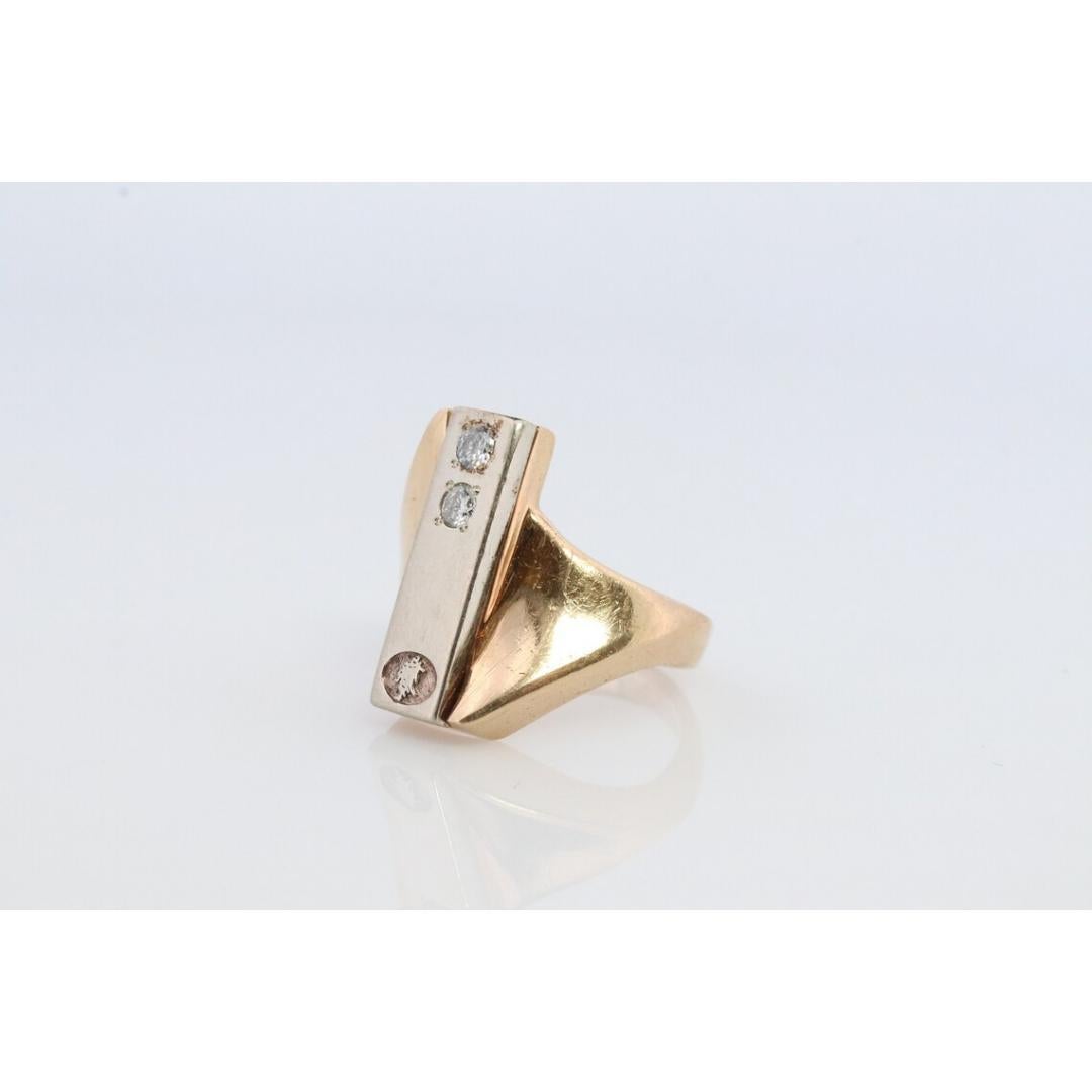 Women's 14k Jostens Twin DIAMOND ring. 14k White and Yellow gold bypass ring. Beautiful For Sale