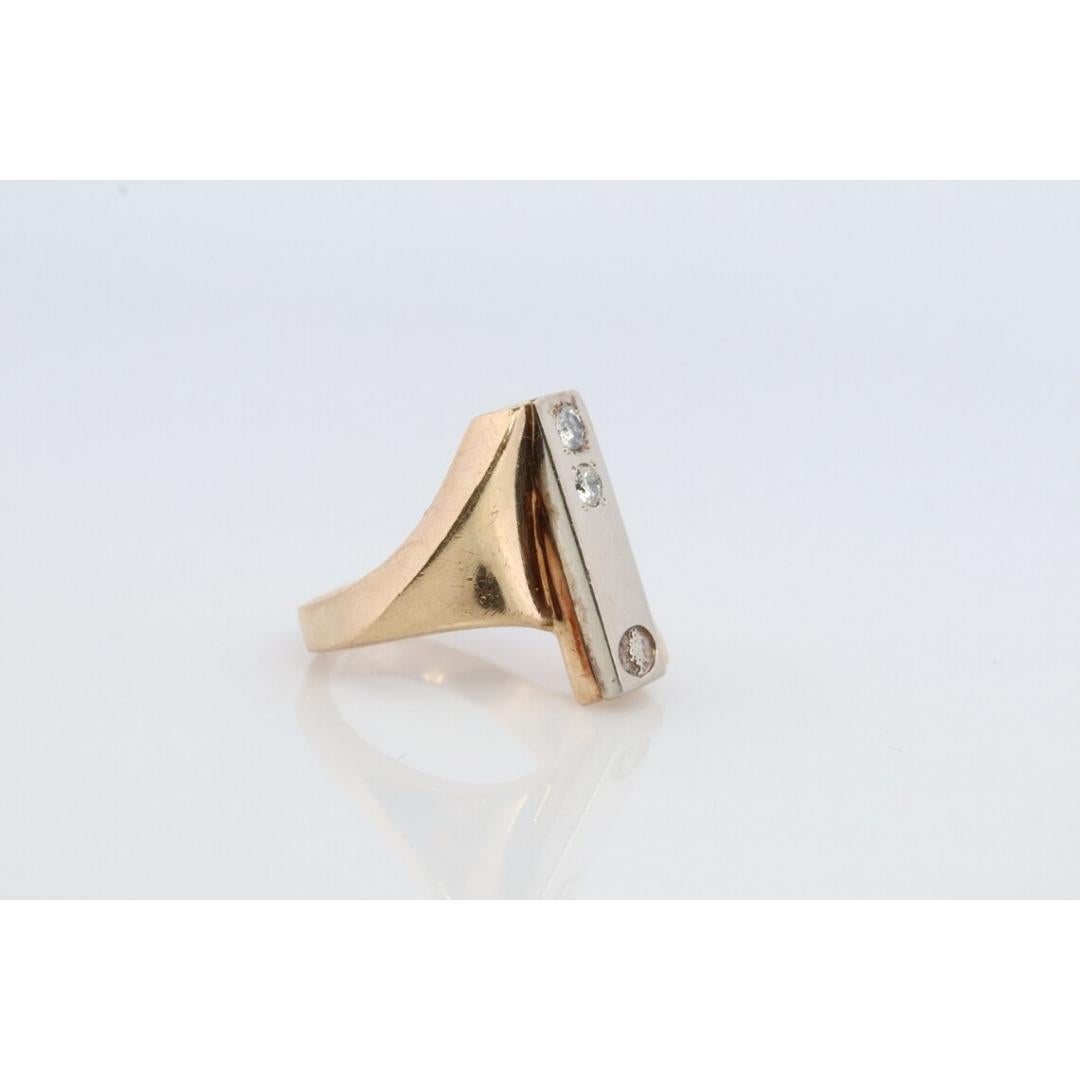 14k Jostens Twin DIAMOND ring. 14k White and Yellow gold bypass ring. Beautiful For Sale 4