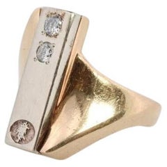 14k Jostens Twin DIAMOND ring. 14k White and Yellow gold bypass ring. Beautiful