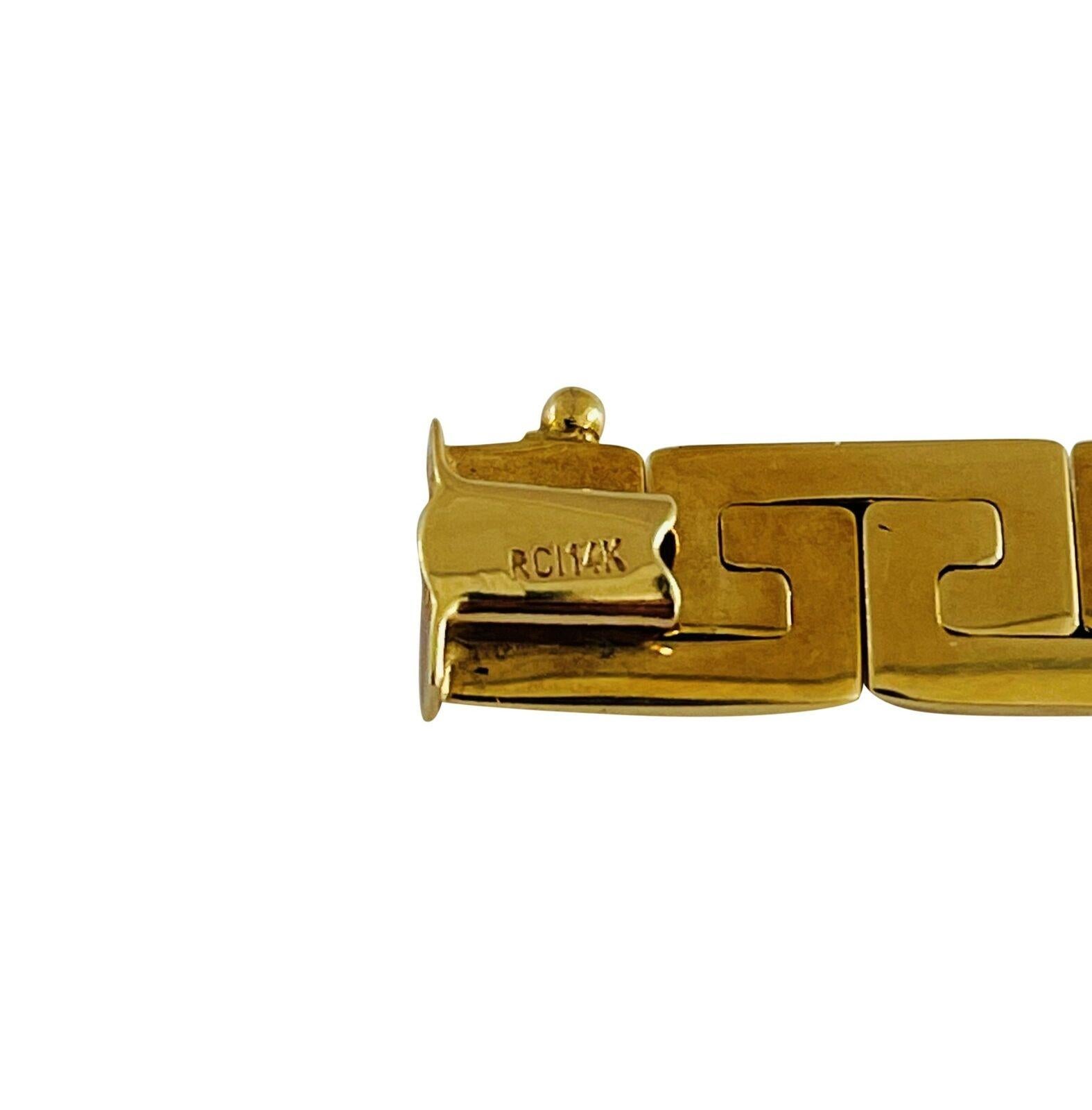 Women's 14k Karat Yellow Gold Ladies Greek Key Link Bracelet