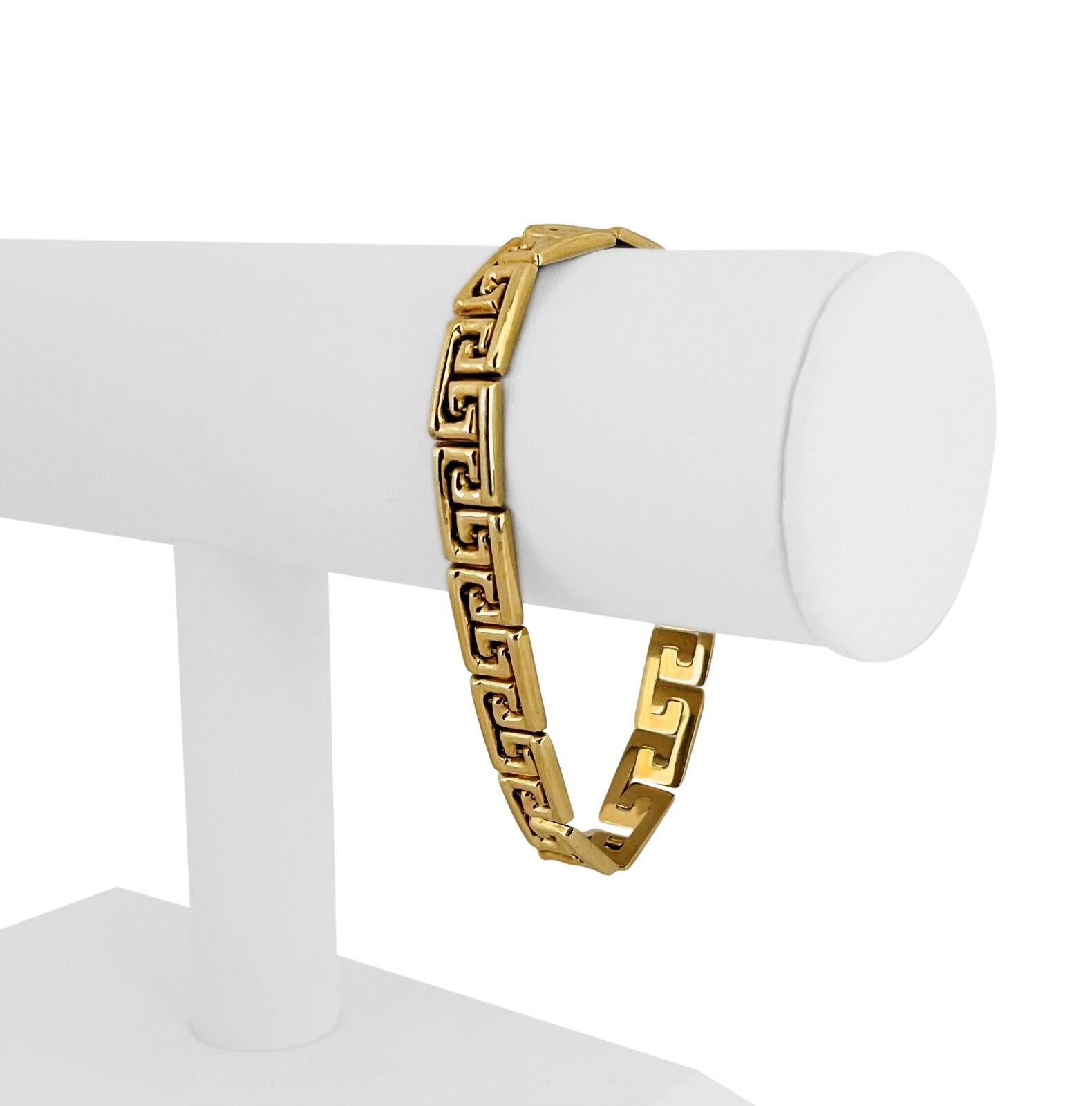 14k Karat Yellow Gold Ladies Greek Key Link Bracelet 2