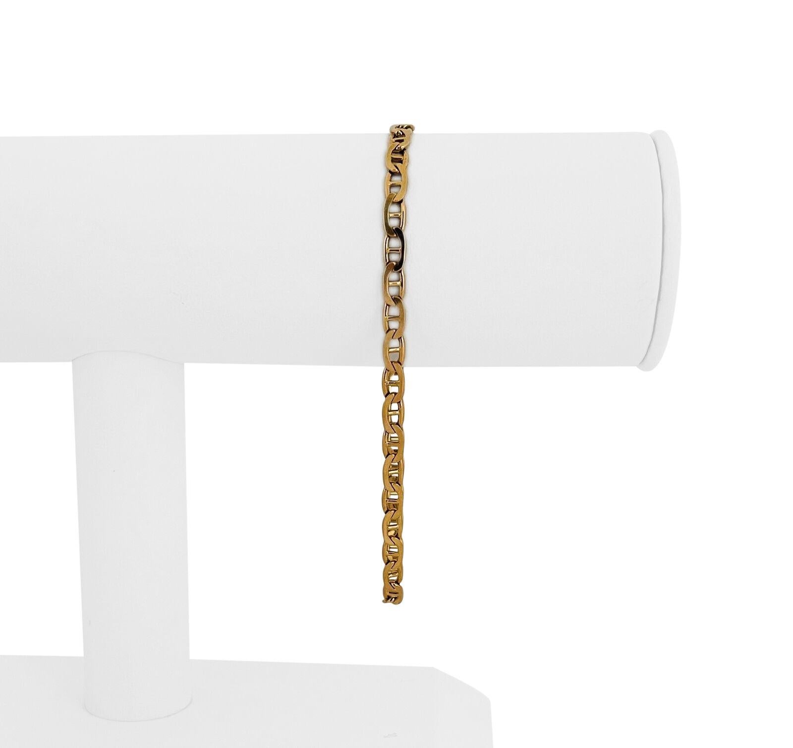 14k Yellow Gold 6.3g Men's Thin 4mm Mariner Gucci Link Bracelet Italy 8.25