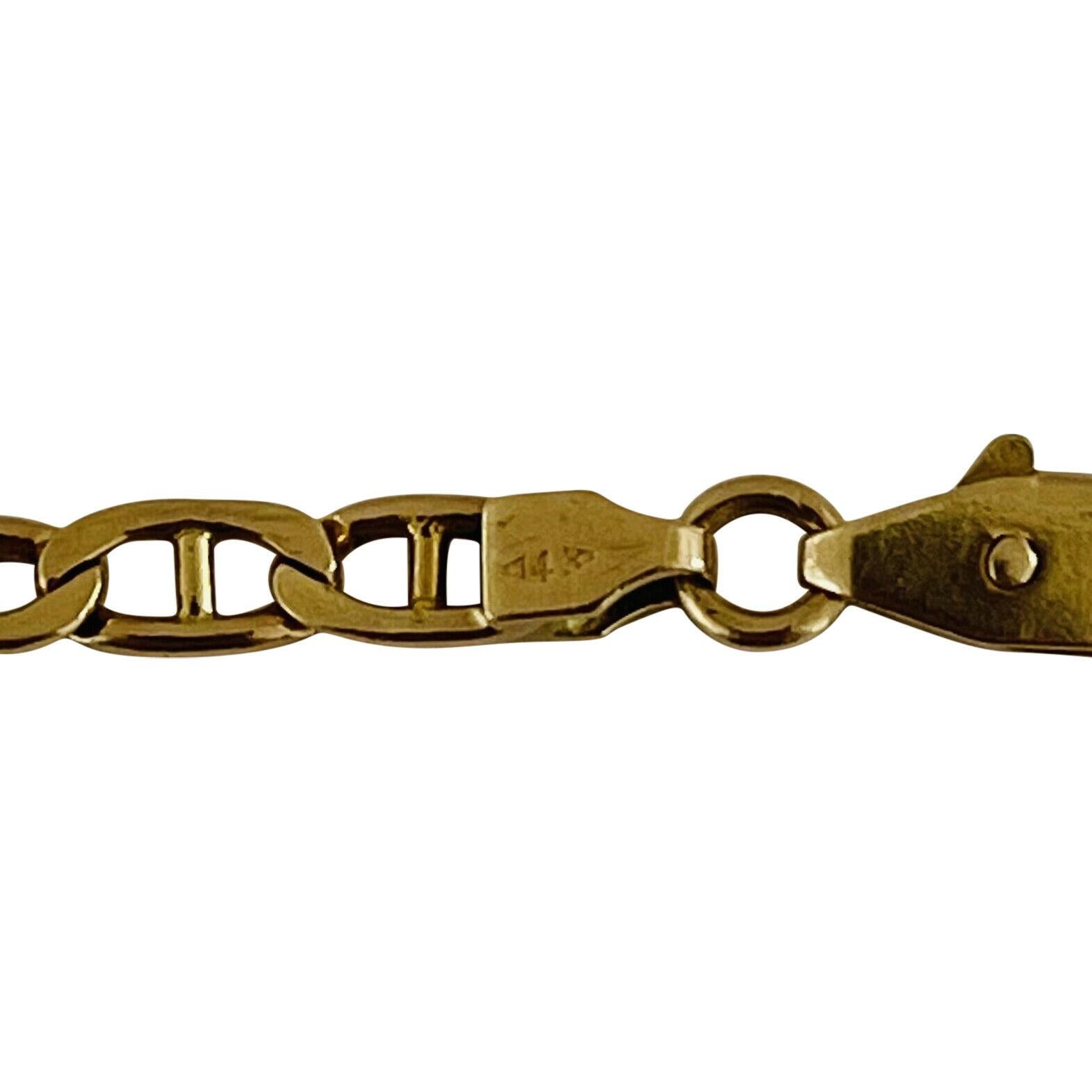 14k Karat Yellow Gold Men's Thin Mariner Gucci Link Bracelet Italy 1