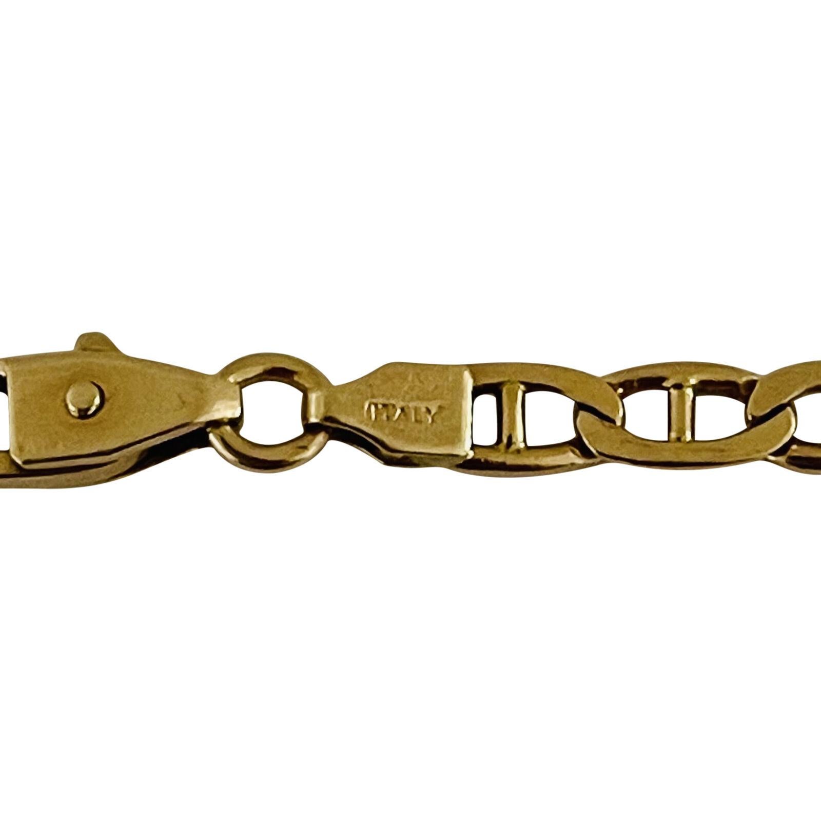 14k Karat Yellow Gold Men's Thin Mariner Gucci Link Bracelet Italy 2